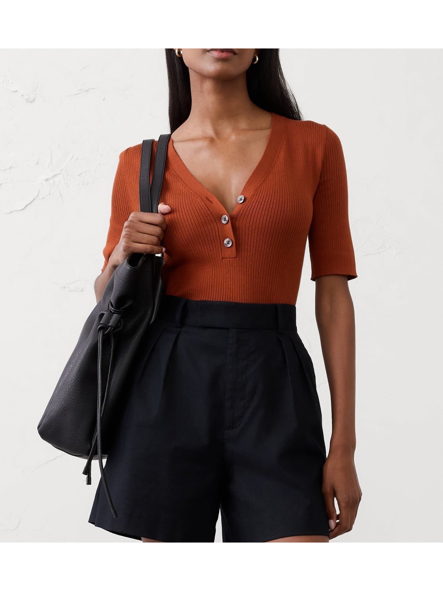 【バナナリパブリック ファクトリーストア/BANANA REPUBLIC FACTORY STORE】のBANANA REPUBLIC FACTORY STORE リブ編み ヘンリートップ インテリア・キッズ・メンズ・レディースファッション・服の通販 founy(ファニー) 　ファッション　Fashion　レディースファッション　Fashion for Women　センター　Center, Center Line　プリント　Print, Printed Pattern　無地　Plain, Solid Color　TANDOORI_RED|ID: prp329100004639802 ipo3291000000033556547