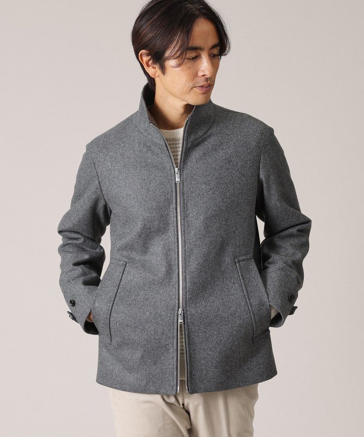 【タケオキクチ/TAKEO KIKUCHI / MEN】のフルデカメルトン ショートブルゾン インテリア・キッズ・メンズ・レディースファッション・服の通販 founy(ファニー) 　ファッション　Fashion　メンズファッション　Fashion for Men　キュプラ　Cupro, Eco Fabric　ショート　Short, Short Length　シンプル　Simple, Minimal　スタンド　Stand Collar, Upright Stand　フォルム　Silhouette, Form　ブルゾン　Blouson, Bomber Jacket　ベーシック　Basic, Essential　ポケット　Pocket, Pocket Detail　メルトン　Melton, Heavy Wool　冬　Winter / This Winter　エレガント 上品　Elegant　チャコールグレー|ID: prp329100004639965 ipo3291000000033448350