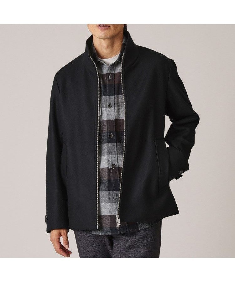 【タケオキクチ/TAKEO KIKUCHI / MEN】のフルデカメルトン ショートブルゾン インテリア・キッズ・メンズ・レディースファッション・服の通販 founy(ファニー) 　ファッション　Fashion　メンズファッション　Fashion for Men　キュプラ　Cupro, Eco Fabric　ショート　Short, Short Length　シンプル　Simple, Minimal　スタンド　Stand Collar, Upright Stand　フォルム　Silhouette, Form　ブルゾン　Blouson, Bomber Jacket　ベーシック　Basic, Essential　ポケット　Pocket, Pocket Detail　メルトン　Melton, Heavy Wool　冬　Winter / This Winter　エレガント 上品　Elegant　ブラック|ID: prp329100004639965 ipo3291000000033448352