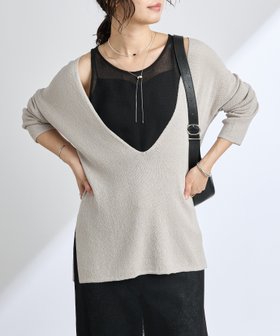 【リヴドロワ/RIVE DROITE】の【マイナス3kg】ペーパーヤーンプランジネックニット 人気、トレンドファッション・服の通販 founy(ファニー) ファッション Fashion レディースファッション Fashion for Women トップス・カットソー Cut & Sew Tops ニット Knit Tops & Sweaters おすすめ Recommended / Our Picks キャミソール Camisole, Spaghetti Strap Top バランス Balance, Style Balance 今季 This Season, Current Season |ID:prp329100004640045