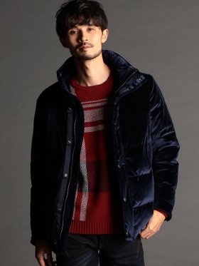 【ニコル/NICOLE / MEN】のニットベロア スタンドダウンブルゾン 人気、トレンドファッション・服の通販 founy(ファニー) ファッション Fashion メンズファッション Fashion for Men インナー Innerwear カットソー Cut and Sewn Top キルト Quilt, Quilted Fabric クッション Cushion, Throw Pillow シルバー Silver, Metallic Silver シンプル Simple, Minimal ジャカード／ジャガード Jacquard, Woven Pattern スタンド Stand Collar, Upright Stand ストレッチ Stretch, Stretchy Fabric ダウン Down, Puffer ドット Polka Dot, Dot Pattern フェザー Feather, Feather Detail フロント Front, Front Design ブルゾン Blouson, Bomber Jacket ベロア Velour, Soft Velvet |ID:prp329100004640263