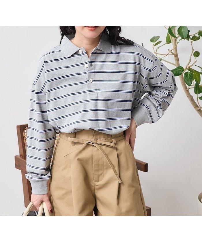 【フリークスストア/FREAK'S STORE】のマルチボーダーポロ襟 トップス 25SS インテリア・キッズ・メンズ・レディースファッション・服の通販 founy(ファニー) 　ファッション　Fashion　レディースファッション　Fashion for Women　トップス・カットソー　Cut & Sew Tops　2025年　2025　2025春夏・S/S　Spring/Summer 2025 SS25　ポロシャツ　Polo Shirt, Collared Tee　夏　Summer　S/S・春夏　SS, Spring/Summer, Warm Season　グレー|ID: prp329100004640463 ipo3291000000033456445