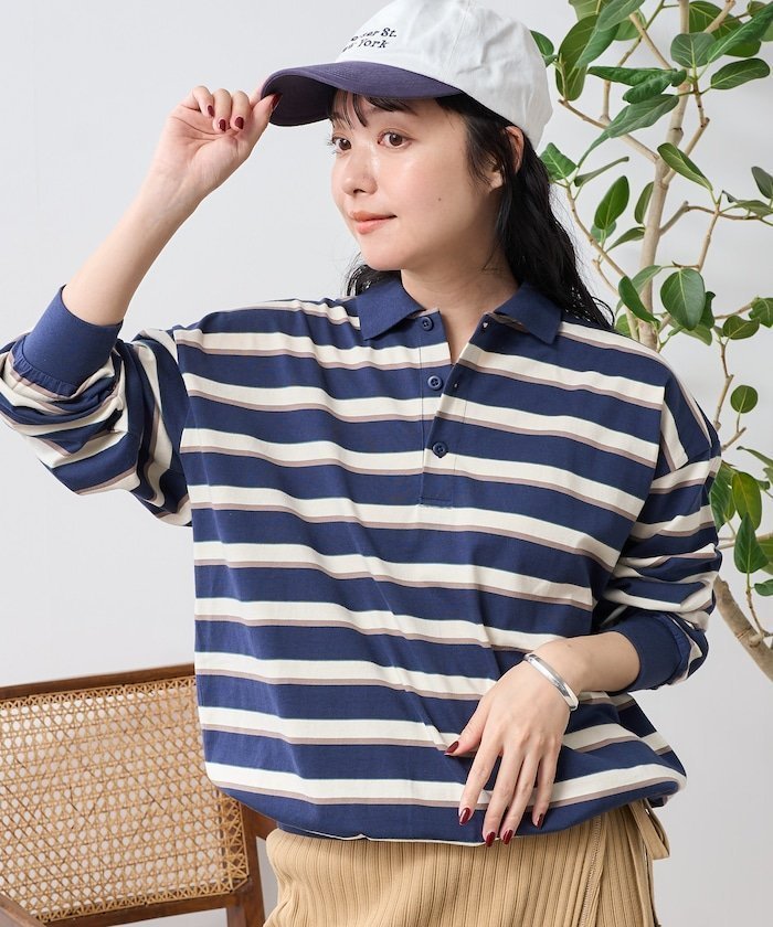【フリークスストア/FREAK'S STORE】のマルチボーダーポロ襟 トップス 25SS インテリア・キッズ・メンズ・レディースファッション・服の通販 founy(ファニー) 　ファッション　Fashion　レディースファッション　Fashion for Women　トップス・カットソー　Cut & Sew Tops　2025年　2025　2025春夏・S/S　Spring/Summer 2025 SS25　ポロシャツ　Polo Shirt, Collared Tee　夏　Summer　S/S・春夏　SS, Spring/Summer, Warm Season　ネイビー|ID: prp329100004640463 ipo3291000000033456451