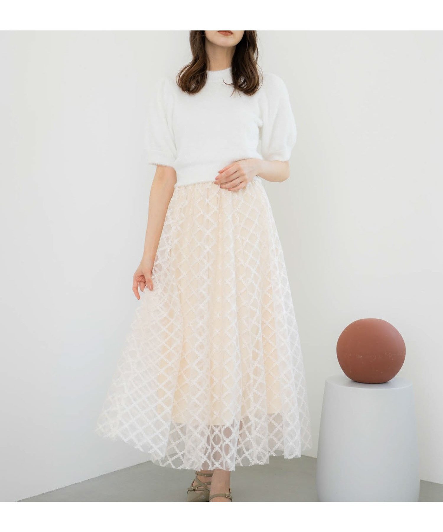 【ノエラ/Noela】のチェックチュールスタッズスカート インテリア・キッズ・メンズ・レディースファッション・服の通販 founy(ファニー) 　ファッション　Fashion　レディースファッション　Fashion for Women　スカート　Skirts　スタッズ　Studs, Metal Accents　チェック　Check, Plaid, Tartan　ポケット　Pocket, Pocket Detail　秋　Autumn　オフホワイト|ID: prp329100004640479 ipo3291000000033456654
