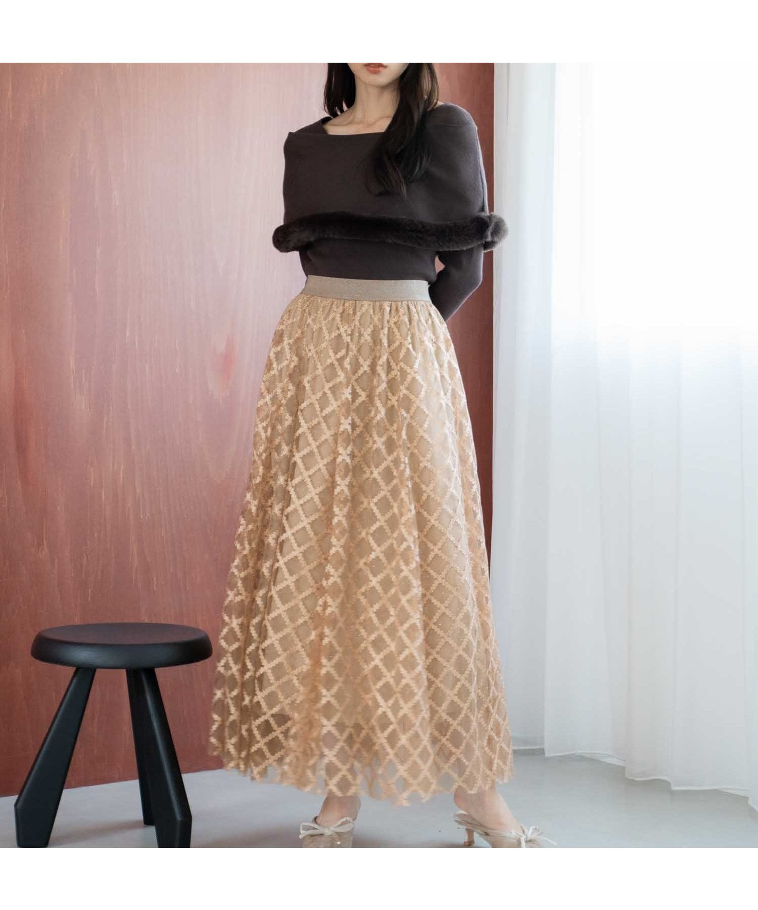 【ノエラ/Noela】のチェックチュールスタッズスカート インテリア・キッズ・メンズ・レディースファッション・服の通販 founy(ファニー) 　ファッション　Fashion　レディースファッション　Fashion for Women　スカート　Skirts　スタッズ　Studs, Metal Accents　チェック　Check, Plaid, Tartan　ポケット　Pocket, Pocket Detail　秋　Autumn　キャメル|ID: prp329100004640479 ipo3291000000033456657