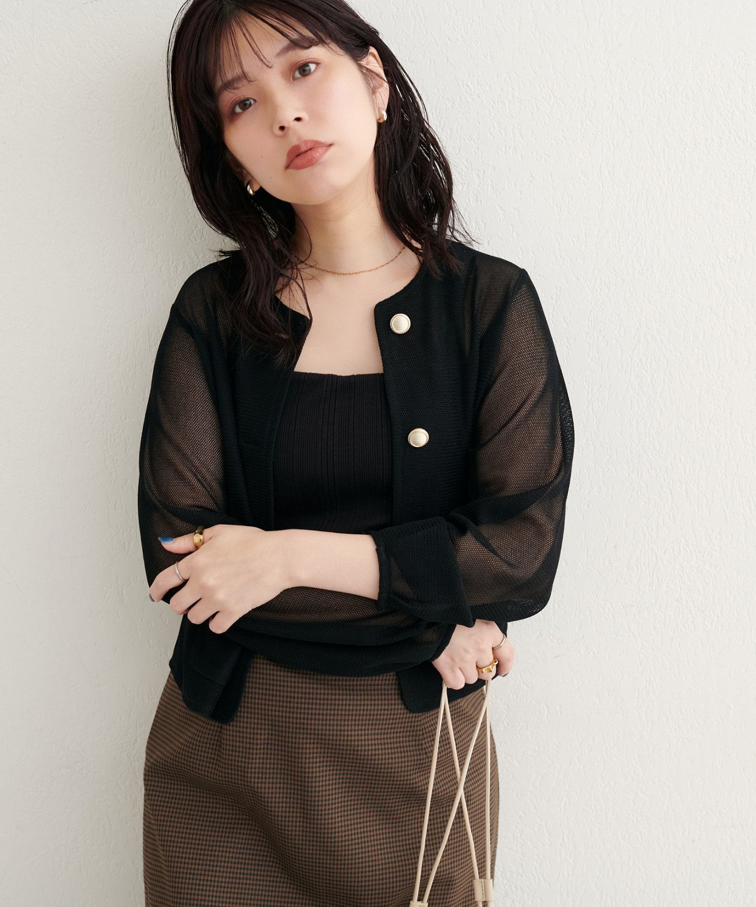 【ナチュラルクチュール/natural couture】の【WEB限定】ラッセルノーカラー羽織ジャケット インテリア・キッズ・メンズ・レディースファッション・服の通販 founy(ファニー) 　ファッション　Fashion　レディースファッション　Fashion for Women　アウター　Coat / Outerwear Collection　レディースジャケット・軽アウター　Jackets　2025年　2025　2025-2026秋冬・A/W　Autumn/Winter 2025–26 AW25–26　おすすめ　Recommended / Our Picks　ジャケット　Jacket, Outerwear　タンク　Tank Top, Sleeveless Top　デニム　Denim, Jeans Material　フェミニン　Feminine, Girly　フラップ　Flap, Flap Pocket　フロント　Front, Front Design　ポケット　Pocket, Pocket Detail　メタル　Metal, Metal Parts　ラッセル　Raschel, Raschel Lace　ワイド　Wide, Wide Fit　羽織　Haori, Light Jacket　ブラック|ID: prp329100004640530 ipo3291000000033457177