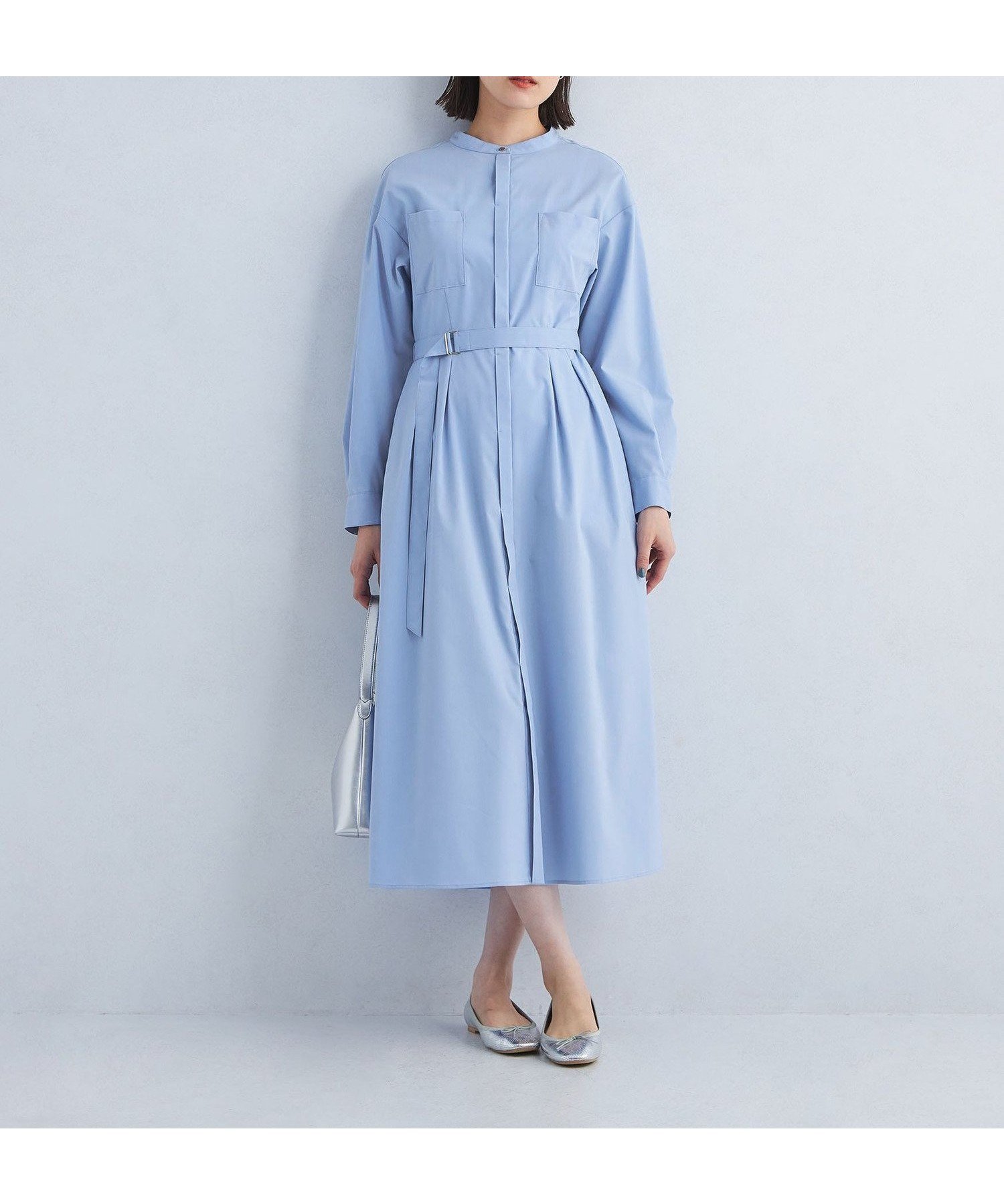 【ユナイテッドアローズ/UNITED ARROWS】のスタンド ポケット シャツ ワンピース インテリア・キッズ・メンズ・レディースファッション・服の通販 founy(ファニー) 　ファッション　Fashion　レディースファッション　Fashion for Women　ワンピース　Dresses　シャツワンピース / 1枚で着映えコーデ　Shirt Dresses　オケージョン　Occasion Wear　カーディガン　Cardigan, Knitwear　シンプル　Simple, Minimal　ジャケット　Jacket, Outerwear　スタンド　Stand Collar, Upright Stand　ストライプ　Stripe, Striped Pattern　ポケット　Pocket, Pocket Detail　エレガント 上品　Elegant　ビジネス 仕事 通勤　Business / Work / Commuting　冬　Winter / This Winter　春　Spring　LT.BLUE|ID: prp329100004640606 ipo3291000000033457988