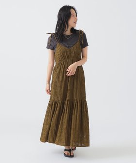 【ビーミングライフストアバイビームス/B:MING LIFE STORE by BEAMS】 ジャカード キャミ ワンピース(S~M)人気、トレンドファッション・服の通販 founy(ファニー) ファッション Fashion レディースファッション Fashion for Women ワンピース Dresses キャミソールワンピース Camisole Dresses おすすめ Recommended / Our Picks キャミ Camisole, Cami Top キャミワンピース Cami Dress, Slip Dress ギャザー Gathered, Ruffled シアー Sheer, See-Through ジャカード／ジャガード Jacquard, Woven Pattern タンク Tank Top, Sleeveless Top ティアード Tiered, Tiered Style リボン Ribbon, Bow 長袖 Long Sleeve, Full Sleeve |ID:prp329100004640633