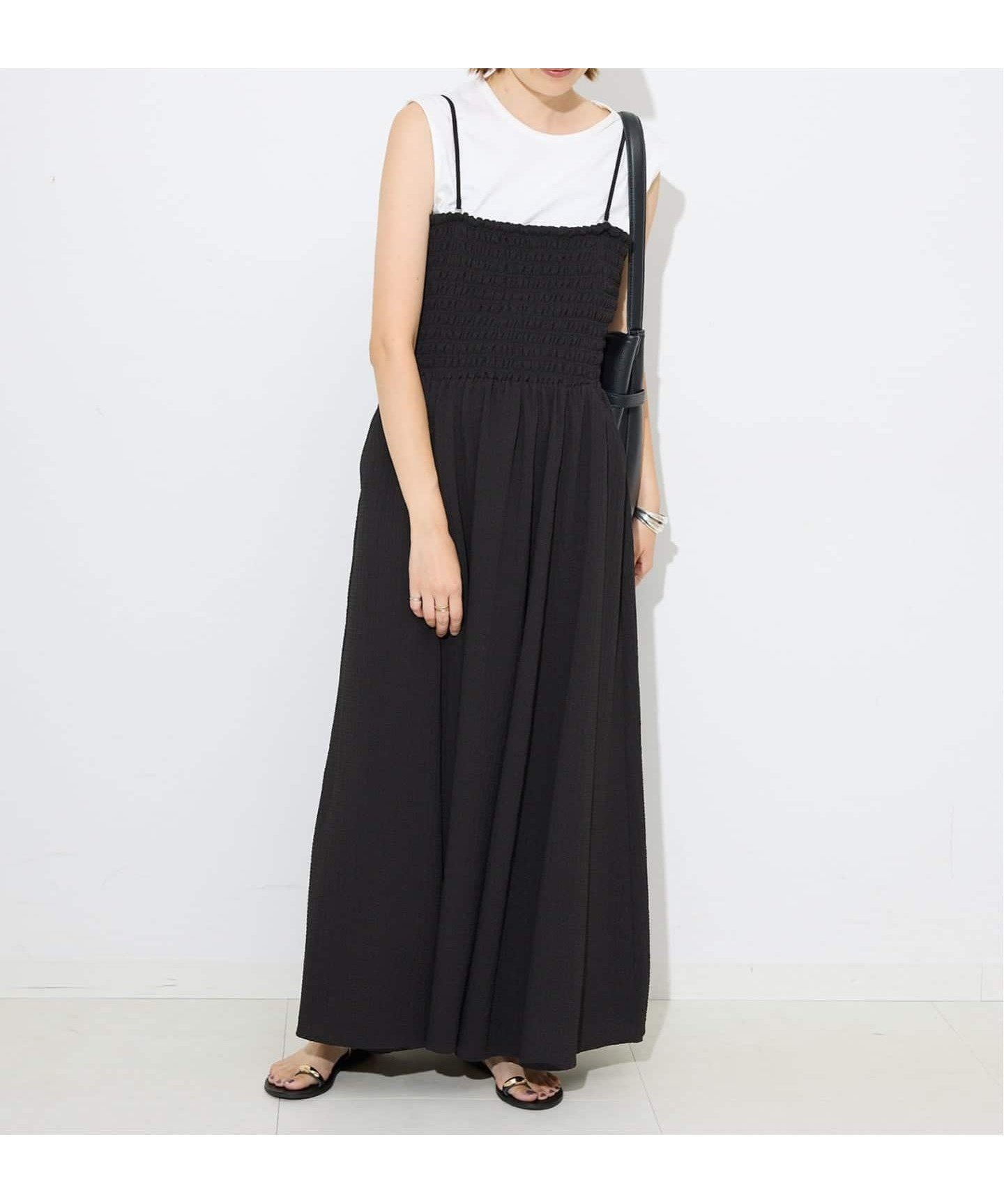 【スローブ イエナ/SLOBE IENA】の《2枚セット》セットシャーリングワンピース インテリア・キッズ・メンズ・レディースファッション・服の通販 founy(ファニー) 　ファッション　Fashion　レディースファッション　Fashion for Women　ワンピース　Dresses　2025年　2025　2025-2026秋冬・A/W　Autumn/Winter 2025–26 AW25–26　おすすめ　Recommended / Our Picks　キャミワンピース　Cami Dress, Slip Dress　シャーリング　Shirring, Ruched　羽織　Haori, Light Jacket　ブラック|ID: prp329100004640679 ipo3291000000033458528