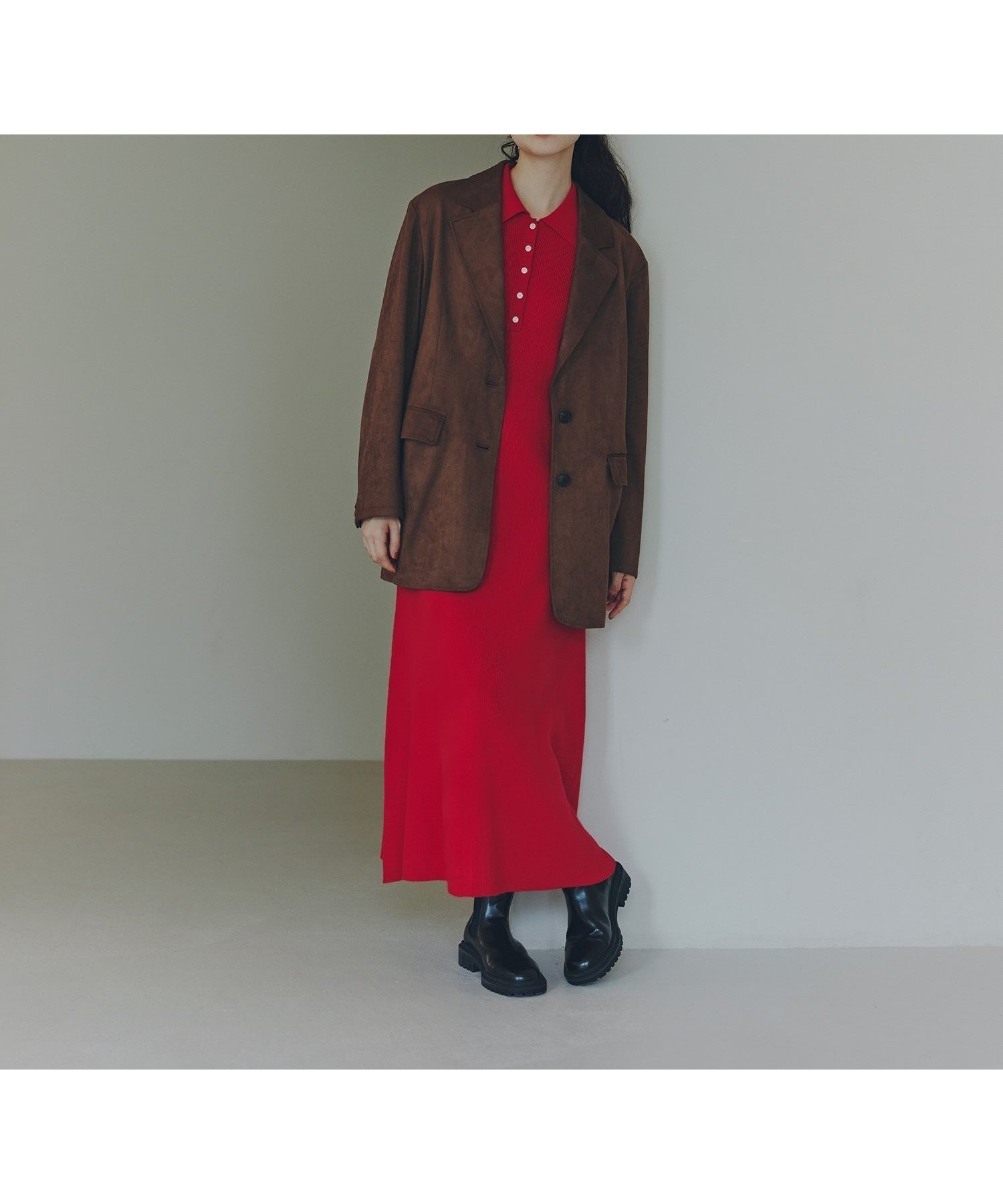 【エヌ ナチュラルビューティーベーシック/N.Natural Beauty basic】の襟付きニットワンピース インテリア・キッズ・メンズ・レディースファッション・服の通販 founy(ファニー) 　ファッション　Fashion　レディースファッション　Fashion for Women　ワンピース　Dresses　ニットワンピース　Knit Dresses　カフス　Cuff Design　トレンド　Trend, Trending Now　フィット　Fit, Slim Fit　ベーシック　Basic, Essential　レッド|ID: prp329100004640682 ipo3291000000033458564