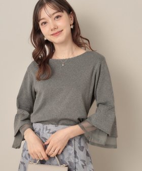 【クチュール ブローチ/Couture Brooch】の【フェミニン・着映え・通勤】シアーフレアー袖ニットトップス 人気、トレンドファッション・服の通販 founy(ファニー) ファッション Fashion レディースファッション Fashion for Women トップス・カットソー Cut & Sew Tops ニット Knit Tops & Sweaters フェミニン Feminine, Girly エレガント 上品 Elegant 夏 Summer ビジネス 仕事 通勤 Business / Work / Commuting |ID:prp329100004640801