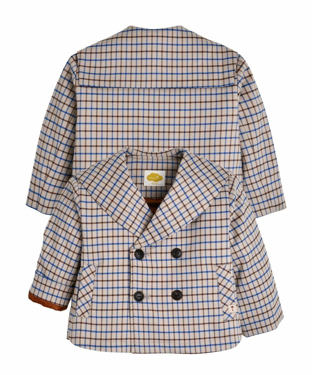 【モイモルン/moimoln / KIDS】のチェックセーラージャケット インテリア・キッズ・メンズ・レディースファッション・服の通販 founy(ファニー) 　ファッション　Fashion　キッズファッション　Fashion for Kids　アウター　Coat Outerwear /Kids　ジャケット　Jacket, Outerwear　チェック　Check, Plaid, Tartan　ベージュ|ID: prp329100004640894 ipo3291000000033462260