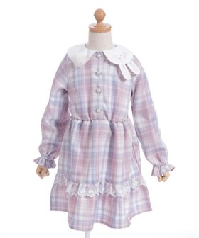 【アクシーズ ファム/axes femme / KIDS】のうさぎ襟チェック柄ワンピース 人気、トレンドファッション・服の通販 founy(ファニー) ファッション Fashion キッズファッション Fashion for Kids ワンピース Dresses ガーリー Girly, Feminine Style チェック Check, Plaid, Tartan ティアードワンピース Tiered Dress, Flared Dress パール Pearl, Pearl Accent 切替 Switching, Contrast Panel 春 Spring |ID:prp329100004640896