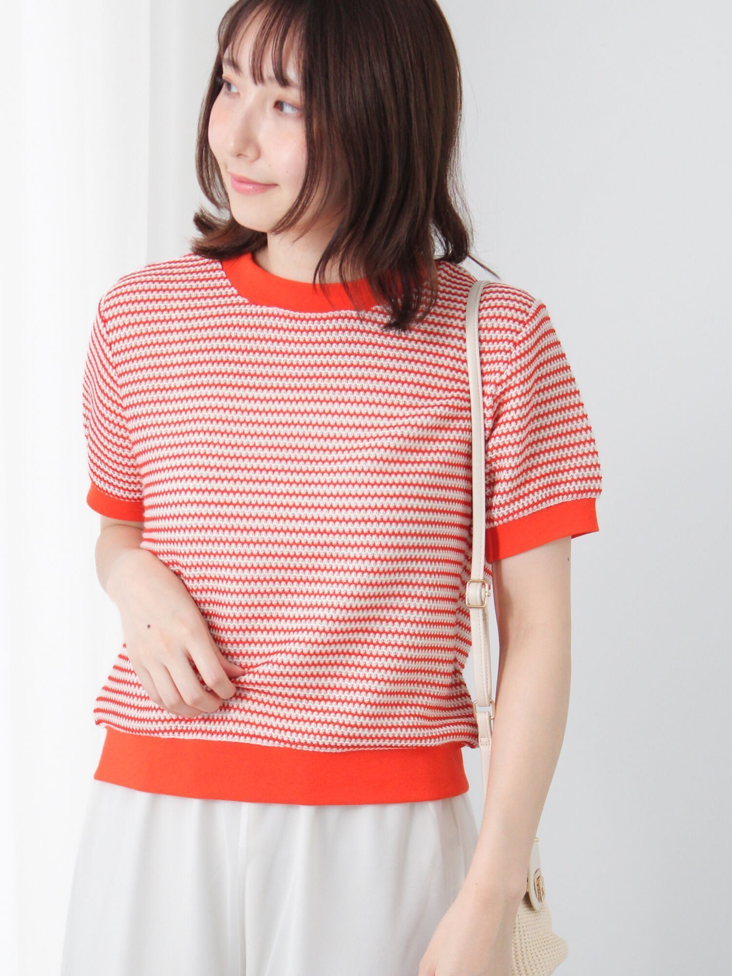 【テチチ/Te chichi】のシアーボーダー半袖プルオーバー インテリア・キッズ・メンズ・レディースファッション・服の通販 founy(ファニー) 　ファッション　Fashion　レディースファッション　Fashion for Women　トップス・カットソー　Cut & Sew Tops　カジュアルプルオーバー・ニットトップス　Pullovers & Knit Tops / Casual Pullovers　切替　Switching, Contrast Panel　半袖　Short Sleeve, Half Sleeve　オレンジ|ID: prp329100004641025 ipo3291000000033596721