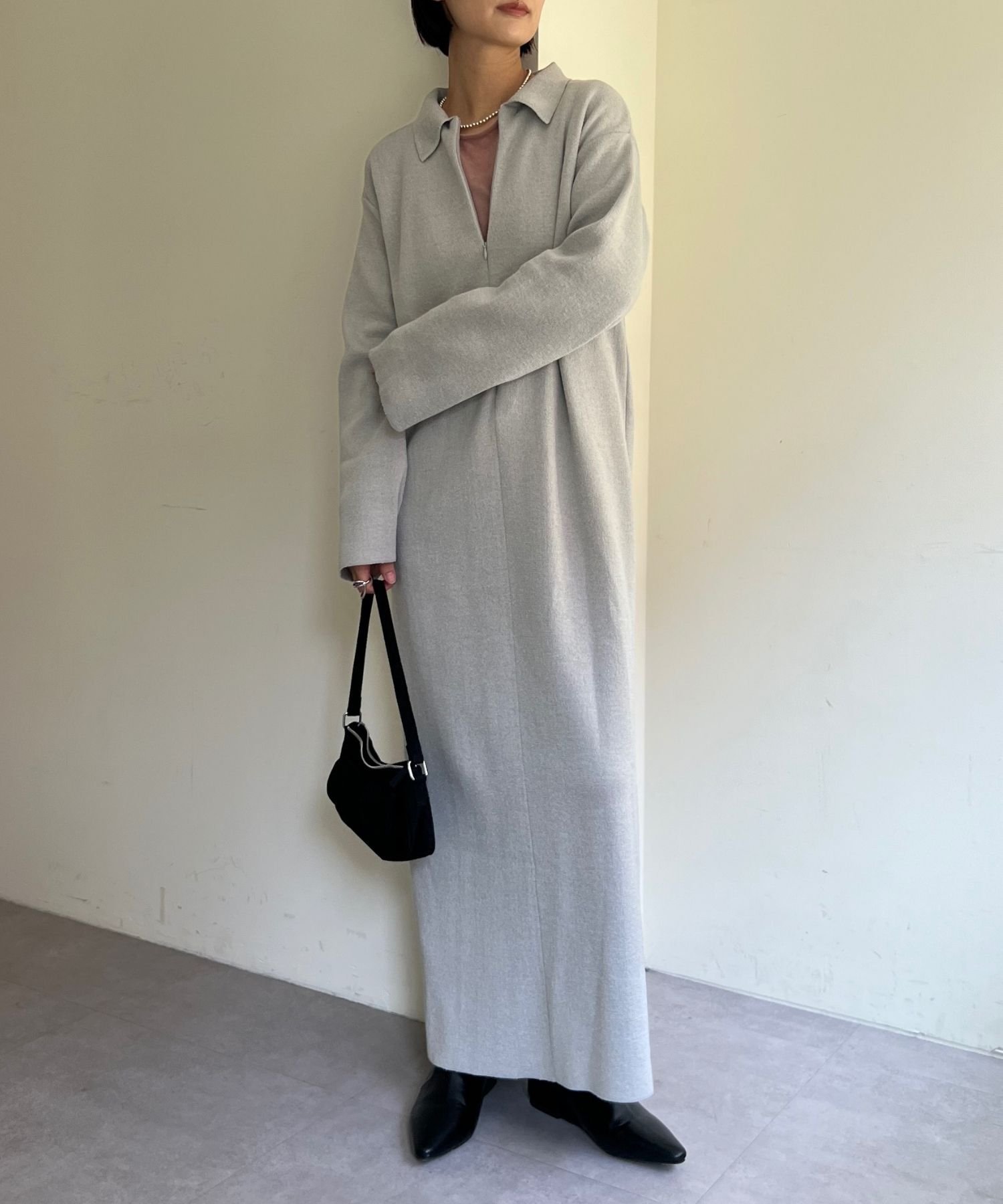 【パルグループ/PAL GROUP】の【Omekashi】フロントファスナーニットワンピース インテリア・キッズ・メンズ・レディースファッション・服の通販 founy(ファニー) 　ファッション　Fashion　レディースファッション　Fashion for Women　ワンピース　Dresses　ニットワンピース　Knit Dresses　ハイネック　High Neck, Mock Neck　ポケット　Pocket, Pocket Detail　無地　Plain, Solid Color　ロング　Long, Long-Length　A/W・秋冬　Autumn/Winter　再入荷　Restock / Back in Stock　おすすめ　Recommended / Our Picks　ライトグレー|ID: prp329100004641154 ipo3291000000033611287