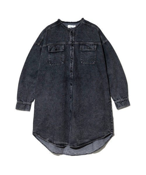 【ゴースローキャラバン/go slow caravan】のKAKELA TRANQUIL/カケラ トランクイル Back 刺繍ロゴワンピース (WOMENS) インテリア・キッズ・メンズ・レディースファッション・服の通販 founy(ファニー) 　ファッション　Fashion　レディースファッション　Fashion for Women　ワンピース　Dresses　デニム　Denim, Jeans Material　リラックス　Relax, Relaxed Fit　ブラック|ID: prp329100004641198 ipo3291000000033611154