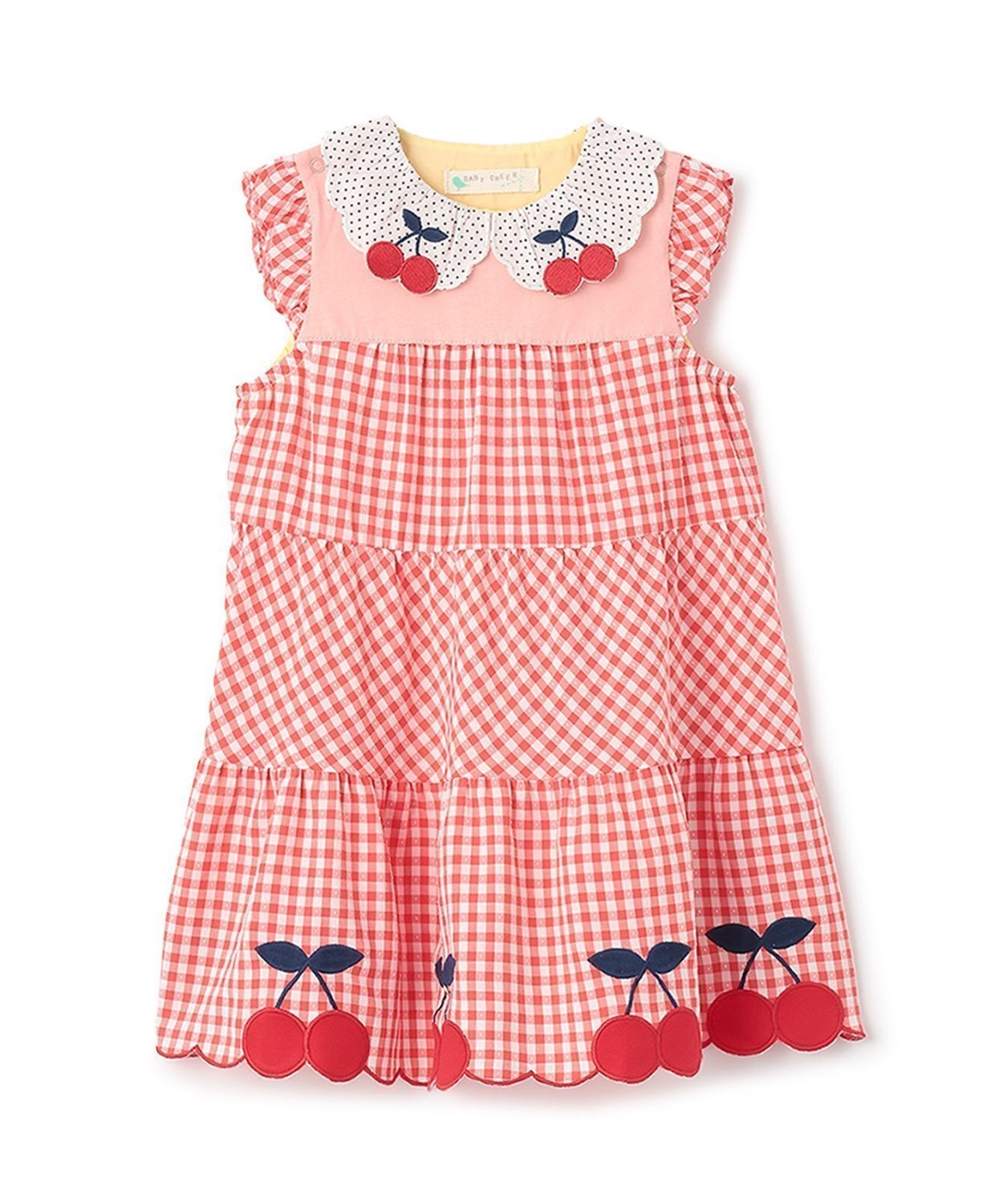 【ナルミヤ オンライン/NARUMIYA ONELINE / KIDS】のさくらんぼチェックワンピース インテリア・キッズ・メンズ・レディースファッション・服の通販 founy(ファニー) 　ファッション　Fashion　キッズファッション　Fashion for Kids　ワンピース　Dresses　おすすめ　Recommended / Our Picks　ギャザー　Gathered, Ruffled　ギンガム　Gingham, Gingham Fabric　スカラップ　Scallop, Scalloped Edge　チェック　Check, Plaid, Tartan　チェリー　Cherry, Cherry Pattern　ティアードワンピース　Tiered Dress, Flared Dress　ポケット　Pocket, Pocket Detail　夏　Summer　春　Spring　S/S・春夏　SS, Spring/Summer, Warm Season　赤|ID: prp329100004641380 ipo3291000000033470723