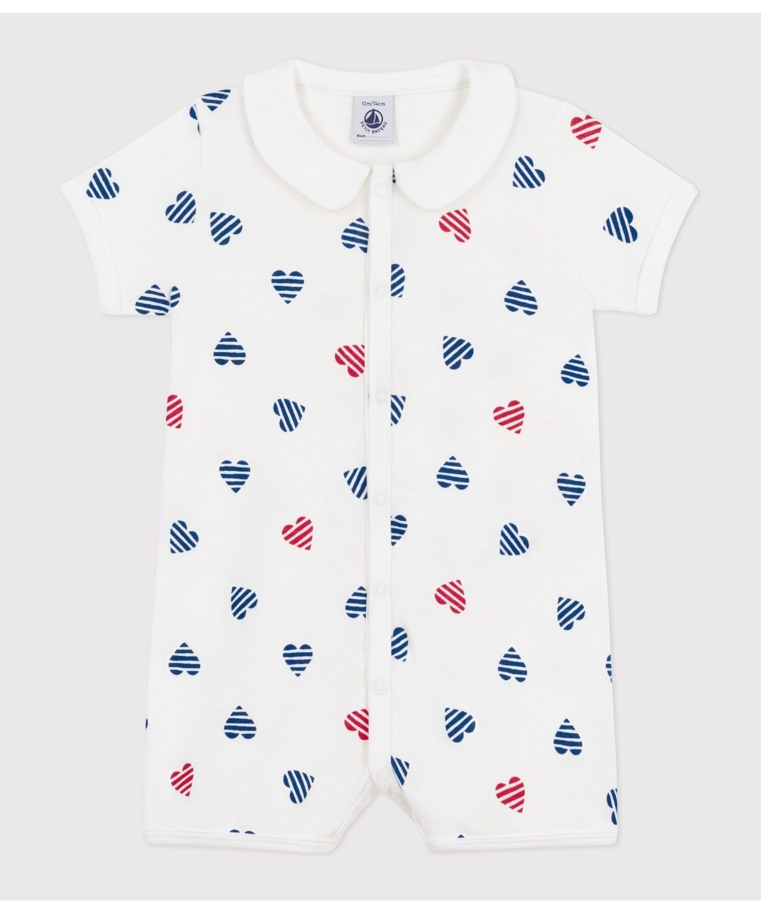 【プチバトー/PETIT BATEAU / KIDS】のショートロンパース インテリア・キッズ・メンズ・レディースファッション・服の通販 founy(ファニー) 　ファッション　Fashion　キッズファッション　Fashion for Kids　おすすめ　Recommended / Our Picks　ギフト プレゼント　Gift / Present　ショート　Short, Short Length　ボーダー　Border, Stripe　ロンパース　Romper, Jumpsuit　オフホワイト/マルチカラー|ID: prp329100004641383 ipo3291000000033470748