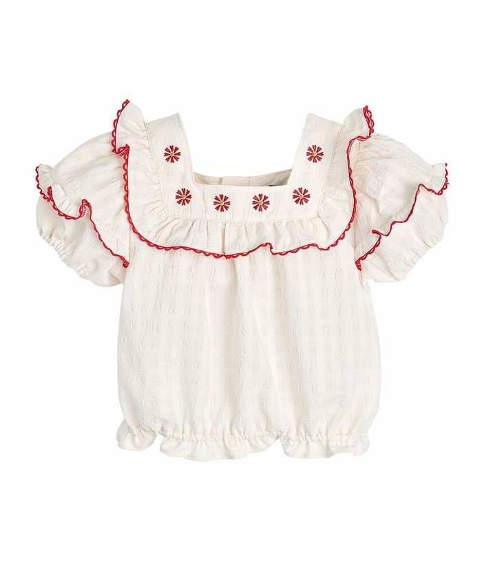 【モイモルン/moimoln / KIDS】のベティブラウス インテリア・キッズ・メンズ・レディースファッション・服の通販 founy(ファニー) https://founy.com/ ファッション Fashion キッズファッション Fashion for Kids フラワー Flower, Floral フリル Frill, Ruffle 半袖 Short Sleeve, Half Sleeve |ID: prp329100004641385 ipo3291000000033470759
