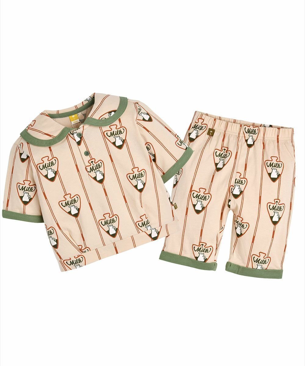 【モイモルン/moimoln / KIDS】の【セットアップ】ミルクロバーテープライン7分丈トップス パンツ 人気、トレンドファッション・服の通販 founy(ファニー) 　ファッション　Fashion　キッズファッション　Fashion for Kids　トップス・カットソー　Cut & Sew Tops　ボトムス　Bottoms　セットアップ　Matching Sets　キッズトップス　Tops　おすすめ　Recommended / Our Picks　セットアップ　Set-Up, Coordinated Outfit　プリント　Print, Printed Pattern　 other-1|ID: prp329100004641402 ipo3291000000033470986
