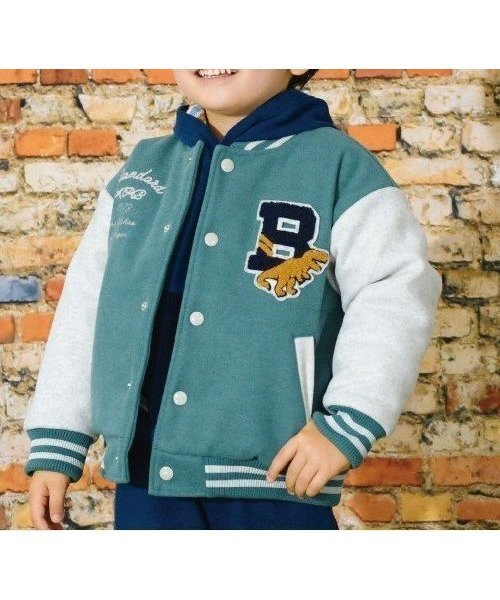 【ナルミヤ オンライン/NARUMIYA ONELINE / KIDS】のKPBOY(ケーピーボーイ)恐竜ワッペンスタジャン(90~130) インテリア・キッズ・メンズ・レディースファッション・服の通販 founy(ファニー) 　ファッション　Fashion　キッズファッション　Fashion for Kids　おすすめ　Recommended / Our Picks　タフタ　Taffeta, Structured Fabric　ポケット　Pocket, Pocket Detail　防寒　Cold Protection, Winter-Ready　グリーン|ID: prp329100004641421 ipo3291000000033471295