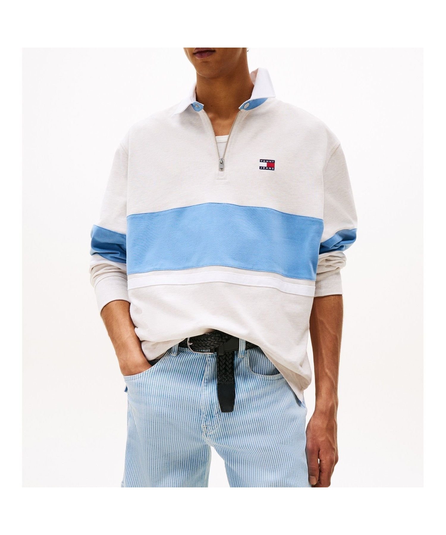 【トミーヒルフィガー/TOMMY HILFIGER / MEN】のリラックスカラーブロックラガーシャツ インテリア・キッズ・メンズ・レディースファッション・服の通販 founy(ファニー) 　ファッション　Fashion　メンズファッション　Fashion for Men　アメリカン　American Style　クラシック　Classic, Timeless Style　ゴルフ　Golf　スポーティ　Sporty, Casual Athletic　スリット　Slit, Slit Detail　デニム　Denim, Jeans Material　フィット　Fit, Slim Fit　ブロック　Block, Solid Block Pattern　モダン　Modern, Contemporary　リラックス　Relax, Relaxed Fit　人気　Popular, Best Seller　長袖　Long Sleeve, Full Sleeve　ホワイトAE3|ID: prp329100004641472 ipo3291000000033471965