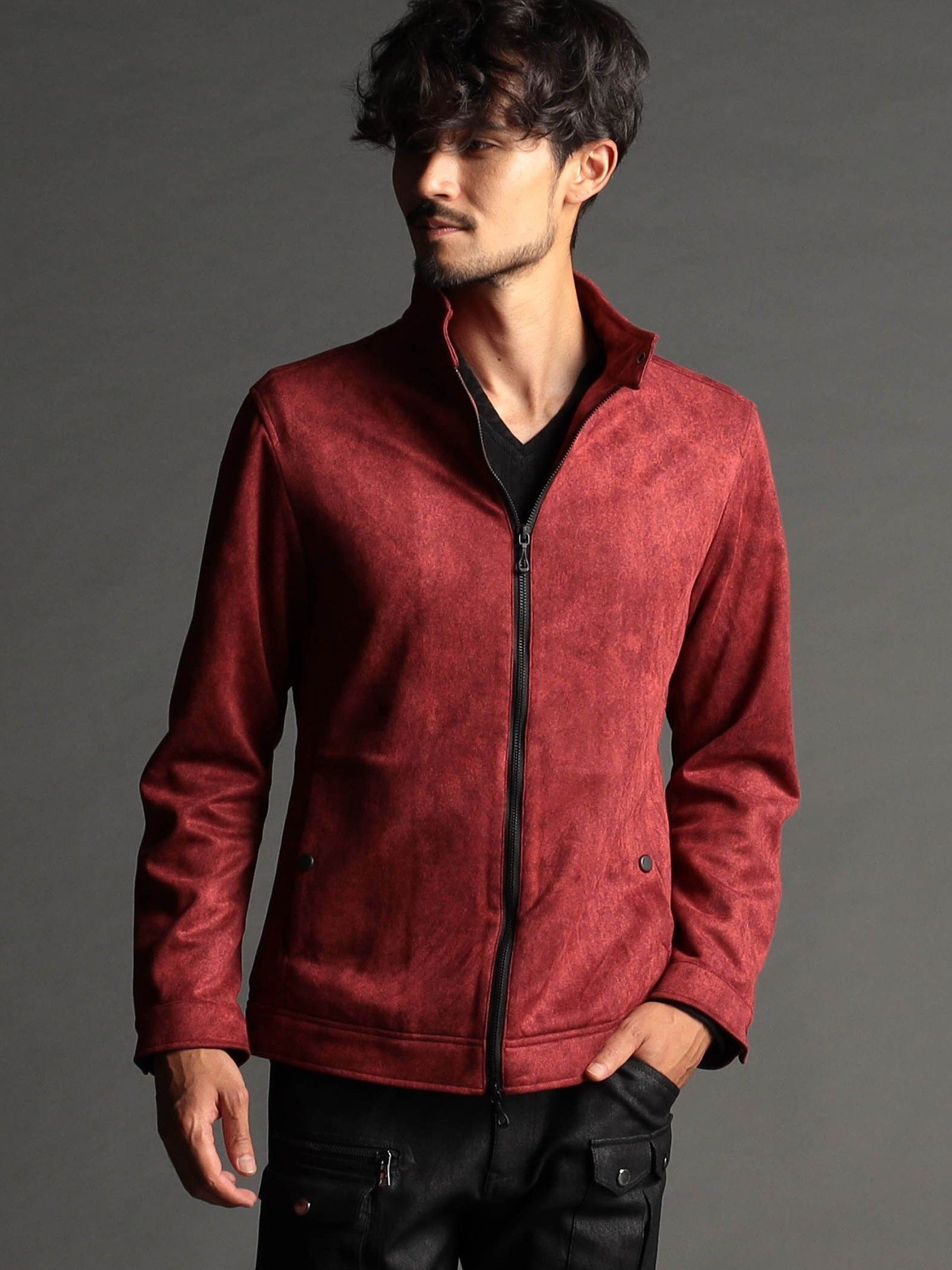 【ニコル/NICOLE / MEN】のスウェードライダースブルゾン インテリア・キッズ・メンズ・レディースファッション・服の通販 founy(ファニー) 　ファッション　Fashion　メンズファッション　Fashion for Men　カットソー　Cut and Sewn Top　シェイプ　Shape, Slim Fit　スタンド　Stand Collar, Upright Stand　ストレッチ　Stretch, Stretchy Fabric　ブルゾン　Blouson, Bomber Jacket　プリント　Print, Printed Pattern　16レンガ|ID: prp329100004641530 ipo3291000000033472630