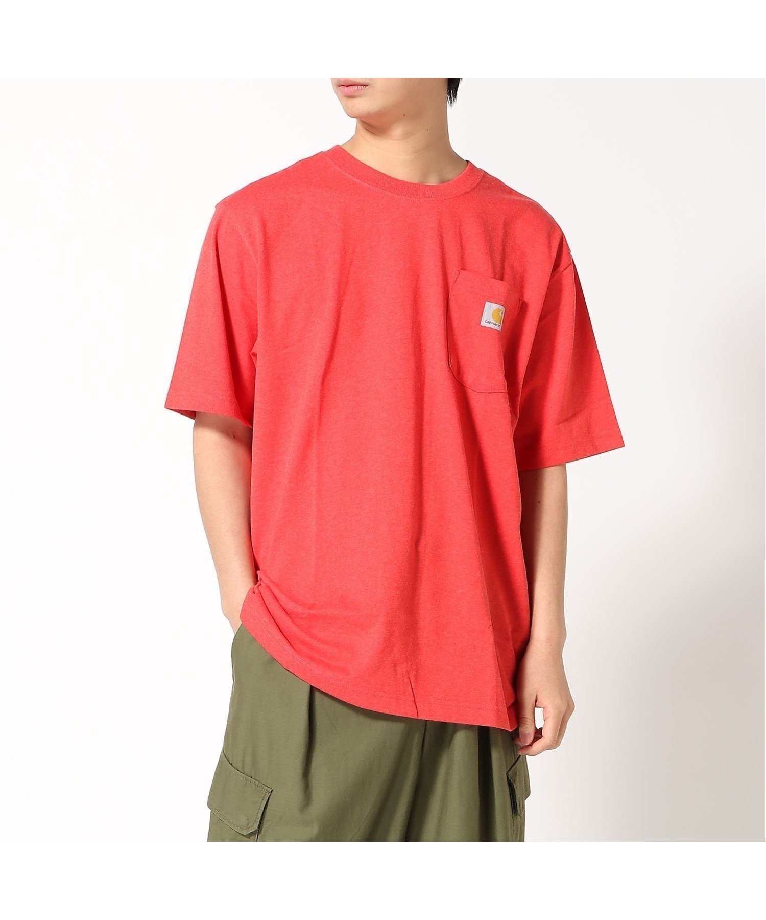 【イールド/yield / MEN】の【carhartt】カーハート Workwear 1/2-Sleeve T-Shirts ビッグシルエット ポケット半袖 ロゴ Tシャツ トップス K87 インテリア・キッズ・メンズ・レディースファッション・服の通販 founy(ファニー) 　ファッション　Fashion　メンズファッション　Fashion for Men　トップス・カットソー　Cut & Sew Tops　メンズシャツ　Shirts　ロングTシャツ・Tシャツ / 着回し力抜群　Longline T-Shirts & Tees　カットソー　Cut and Sewn Top　ショルダー　Shoulder, Shoulder Strap　ドロップ　Drop Shoulder, Dropped Style　ビッグ　Big, Oversized　ファブリック　Fabric, Textile　ベーシック　Basic, Essential　ポケット　Pocket, Pocket Detail　ルーズ　Loose, Oversized　ワンポイント　One Point, Statement Accent　半袖　Short Sleeve, Half Sleeve　RED|ID: prp329100004641575 ipo3291000000033473218