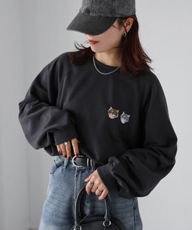 【リベリー/Riberry】のネコ刺繍ラグラン裏毛スウェット 人気、トレンドファッション・服の通販 founy(ファニー) ファッション Fashion レディースファッション Fashion for Women トップス・カットソー Cut & Sew Tops レディースパーカー・カジュアルフーディー Casual Hoodies & Sweatshirts スウェット・クルーネックトップス Sweatshirts & Crewnecks / Relaxed Fit Sweat Tops アクセサリー Fashion Accessories 春 Spring カットソー Cut and Sewn Top 吸水 Absorbent, Quick-Dry シンプル Simple, Minimal スウェット / スエット Sweatshirt, Sweatwear スラックス Slacks, Dress Pants デニム Denim, Jeans Material トレンド Trend, Trending Now ネコ Cat, Feline Motif プリーツ Pleats, Pleated ループ Loop, Loop Knit ロング Long, Long-Length A/W・秋冬 Autumn/Winter おすすめ Recommended / Our Picks |ID:prp329100004642047