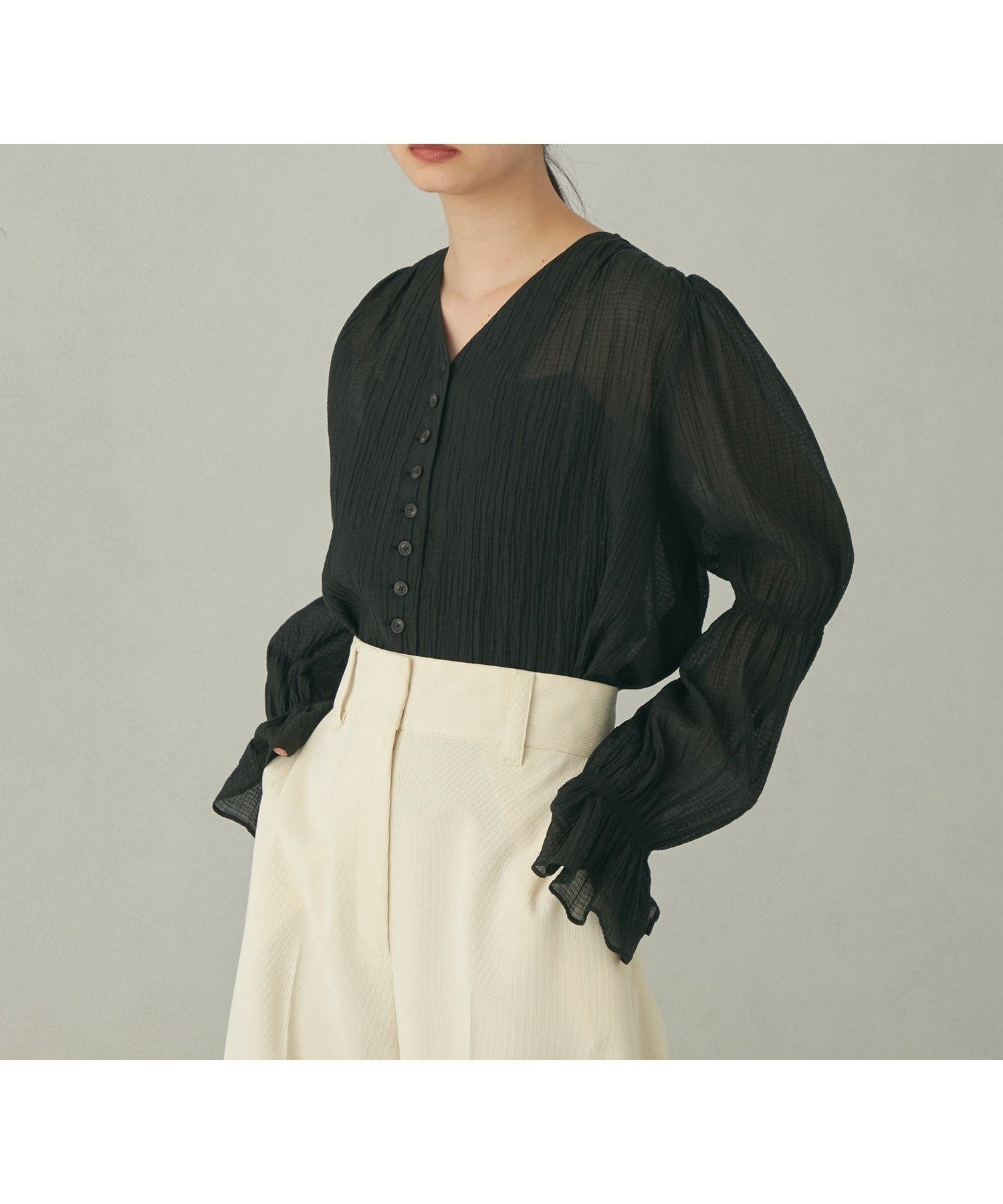 【ユナイテッドアローズ/UNITED ARROWS】のEMMEL REFINES EM フロントボタン ヨウリュウ ブラウス 人気、トレンドファッション・服の通販 founy(ファニー) 　ファッション　Fashion　レディースファッション　Fashion for Women　トップス・カットソー　Cut & Sew Tops　シャツ・ブラウス・オフィスカジュアル　Elegant Blouses & Button-Ups　秋　Autumn　シアー　Sheer, See-Through　シャーリング　Shirring, Ruched　デニム　Denim, Jeans Material　トレンド　Trend, Trending Now　バランス　Balance, Style Balance　フィット　Fit, Slim Fit　フロント　Front, Front Design　ワイド　Wide, Wide Fit　冬　Winter / This Winter　おすすめ　Recommended / Our Picks　2024年　2024　2024-2025秋冬・A/W　Autumn/Winter 2024–25 AW24–25　 other-1|ID: prp329100004642146 ipo3291000000033481978