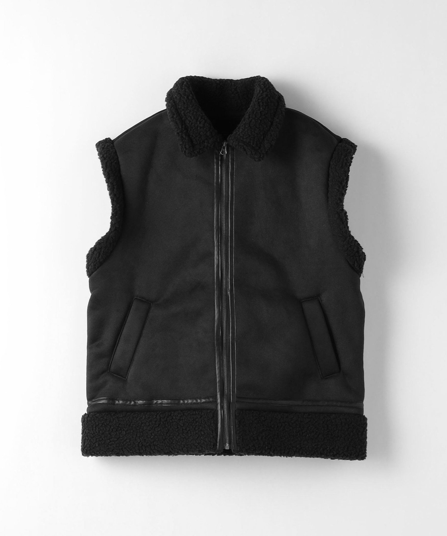 【その他のブランド/Other】のフェイクムートン ボアベスト 140cm-160cm インテリア・キッズ・メンズ・レディースファッション・服の通販 founy(ファニー) 　ファッション　Fashion　キッズファッション　Fashion for Kids　おすすめ　Recommended / Our Picks　インナー　Innerwear　トレンド　Trend, Trending Now　フェイクムートン　Faux Shearling, Faux Mouton　ベスト　Vest, Waistcoat　ポケット　Pocket, Pocket Detail　ロング　Long, Long-Length　冬　Winter / This Winter　秋　Autumn　BLACK|ID: prp329100004642203 ipo3291000000033482792