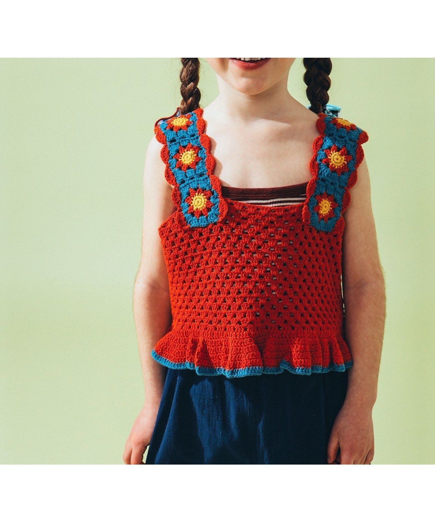 【こども ビームス/コドモ ビームス / KIDS】の【8/7再値下げ】クロシェ ニット ベスト 2025SS(90~140cm) 人気、トレンドファッション・服の通販 founy(ファニー) 　ファッション　Fashion　キッズファッション　Fashion for Kids　2025年　2025　2025春夏・S/S　Spring/Summer 2025 SS25　クロシェ　Crochet, Knitted Lace　ショート　Short, Short Length　トリミング　Trimming, Decorative Edge　バランス　Balance, Style Balance　フラワー　Flower, Floral　フリル　Frill, Ruffle　ベスト　Vest, Waistcoat　ラップ　Wrap, Wrap Design　 other-1|ID: prp329100004642211 ipo3291000000033482831