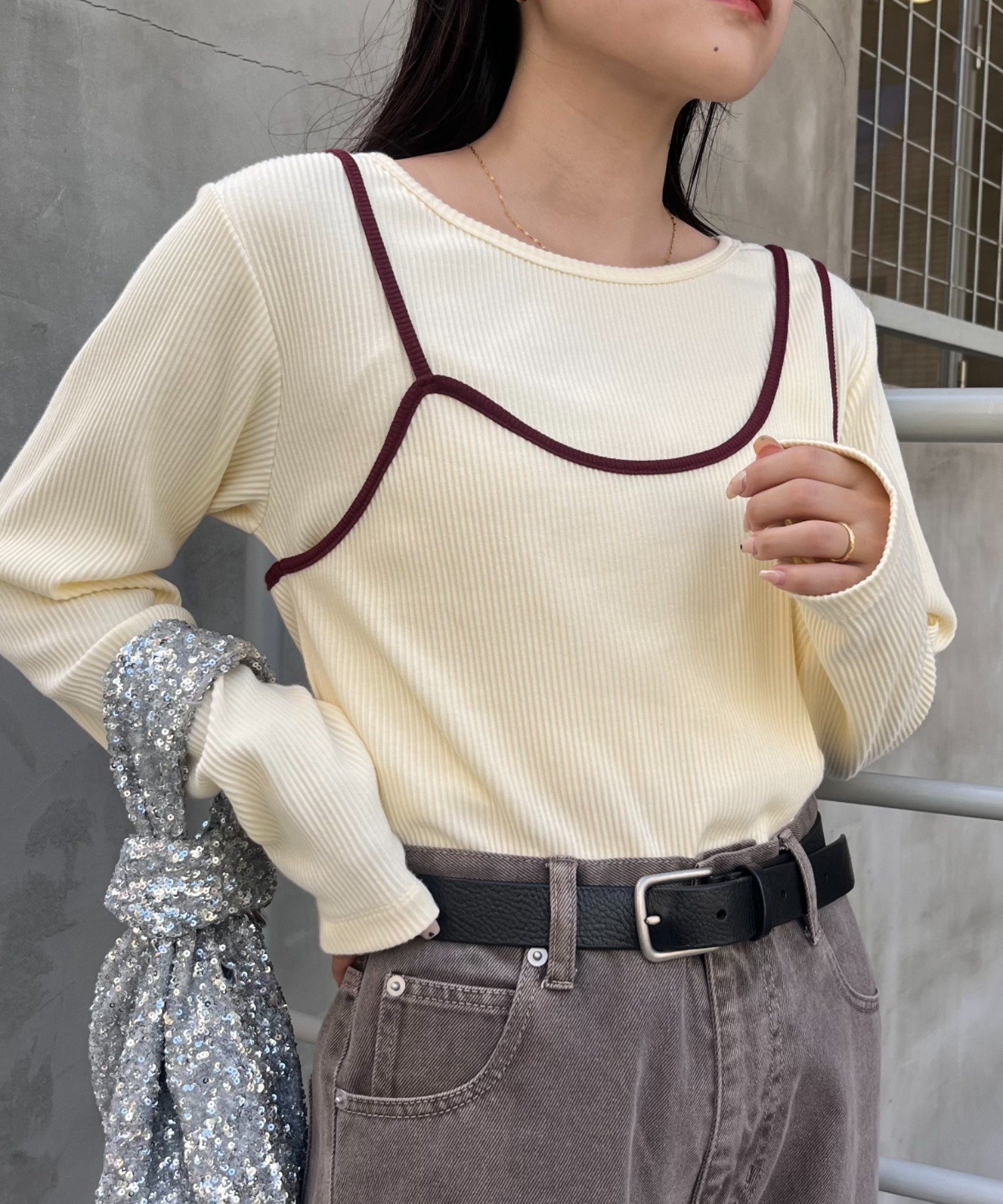 【チャオパニックティピー/CIAOPANIC TYPY】のリブアシメキャミレイヤードトップス インテリア・キッズ・メンズ・レディースファッション・服の通販 founy(ファニー) 　ファッション　Fashion　レディースファッション　Fashion for Women　トップス・カットソー　Cut & Sew Tops　キャミソール&ノースリーブ　Camisoles & Sleeveless Tops　シンプル　Simple, Minimal　スラックス　Slacks, Dress Pants　デニム　Denim, Jeans Material　パイピング　Piping, Trim Design　ボトム　Bottoms, Lower Wear　おすすめ　Recommended / Our Picks　アイボリー|ID: prp329100004642439 ipo3291000000033997225