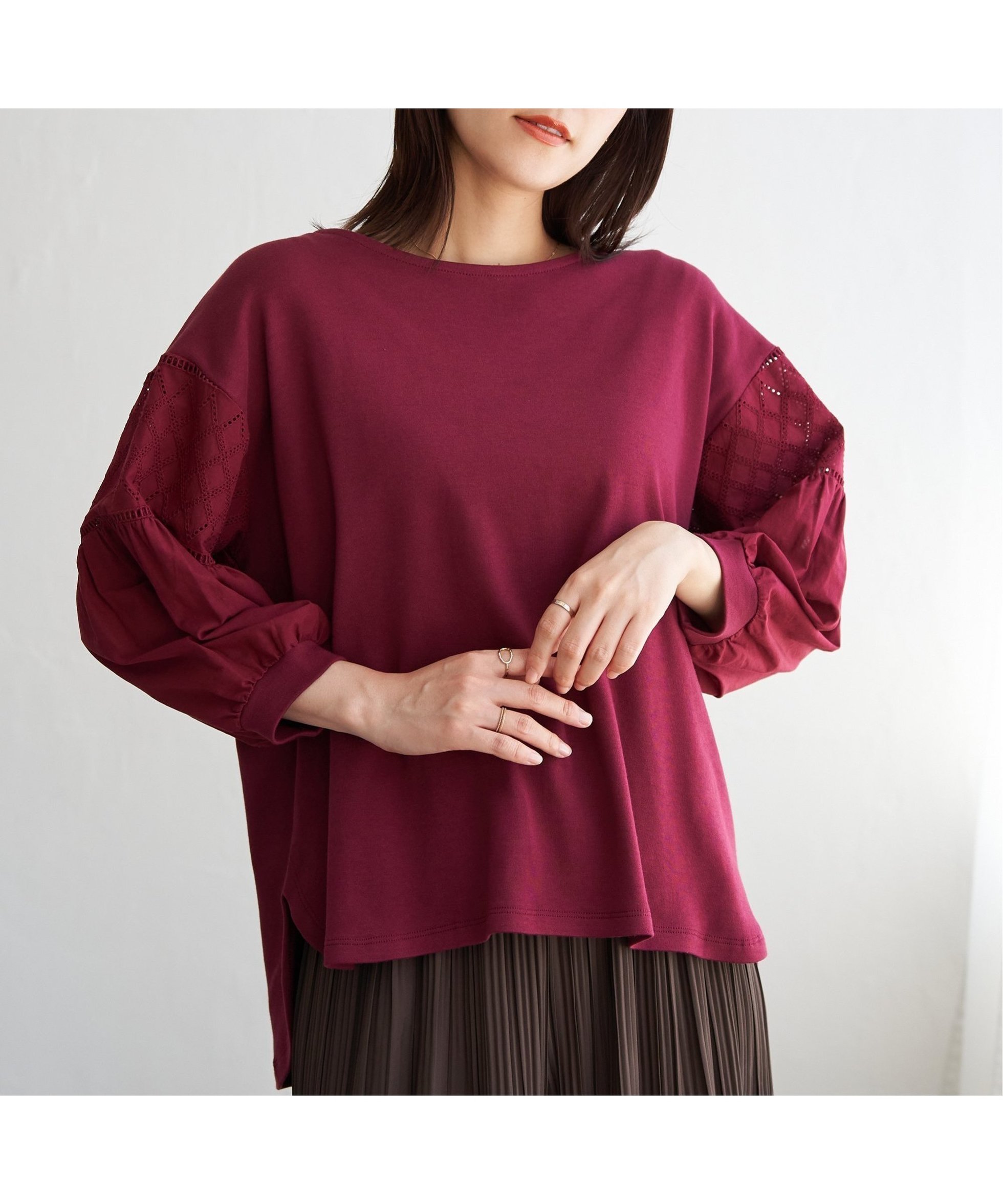 【イッカ/ikka】の【親子コーデ】袖キカレース切り替えプルオーバー 人気、トレンドファッション・服の通販 founy(ファニー) 　ファッション　Fashion　レディースファッション　Fashion for Women　トップス・カットソー　Cut & Sew Tops　カジュアルプルオーバー・ニットトップス　Pullovers & Knit Tops / Casual Pullovers　おすすめ　Recommended / Our Picks　カットソー　Cut and Sewn Top　コンビ　Combo, Combination Style　ドッキング　Docking, Mixed Material　フェミニン　Feminine, Girly　レース　Lace, Lace Fabric　秋　Autumn　 other-1|ID: prp329100004642699 ipo3291000000033488967
