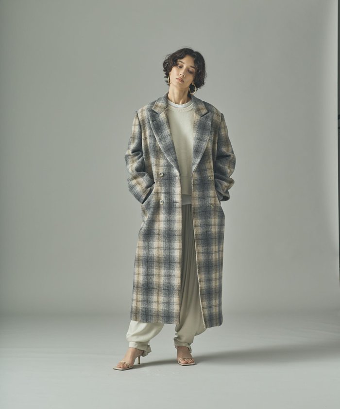 【カレンソロジー/Curensology】のチェックチェスターロングコート インテリア・キッズ・メンズ・レディースファッション・服の通販 founy(ファニー) https://founy.com/ ファッション Fashion レディースファッション Fashion for Women アウター Coat / Outerwear Collection コート・ロングコート・ピーコート Long Coats, Peacoats & More イタリア Italy エレガント 上品 Elegant ダブル Double, Double-Breasted チェック Check, Plaid, Tartan ロング Long, Long-Length |ID: prp329100004642772 ipo3291000000033489615