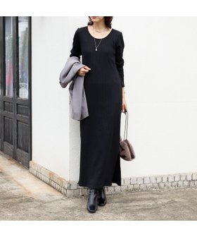 【リヴドロワ/RIVE DROITE】の【全骨格細見え】NEW2WAYロングリブワンピース 人気、トレンドファッション・服の通販 founy(ファニー) ファッション Fashion レディースファッション Fashion for Women ワンピース Dresses デコルテ Décolleté, Neckline ラウンド Round, Round Neck 切替 Switching, Contrast Panel |ID:prp329100004642805