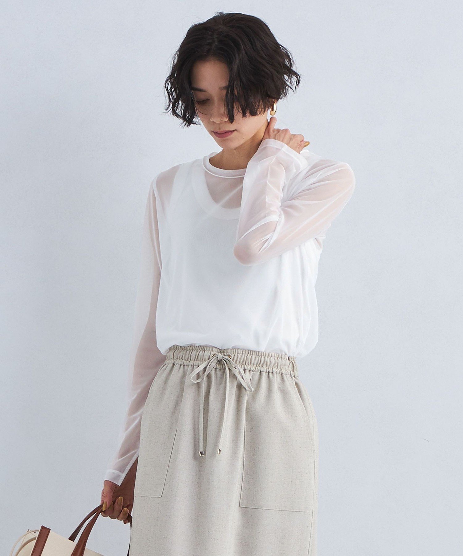 【ユナイテッドアローズ/UNITED ARROWS】のハイメッシュ チュール クルーネック プルオーバー インテリア・キッズ・メンズ・レディースファッション・服の通販 founy(ファニー) 　ファッション　Fashion　レディースファッション　Fashion for Women　トップス・カットソー　Cut & Sew Tops　カジュアルプルオーバー・ニットトップス　Pullovers & Knit Tops / Casual Pullovers　インナー　Innerwear　カーゴパンツ　Cargo Pants, Utility Pants　カーディガン　Cardigan, Knitwear　コンパクト　Compact, Small Size　シアー　Sheer, See-Through　スリット　Slit, Slit Detail　チュール　Tulip, Tulip Motif　ベスト　Vest, Waistcoat　ベーシック　Basic, Essential　メッシュ　Mesh, Net Fabric　ロング　Long, Long-Length　エレガント 上品　Elegant　夏　Summer　春　Spring　WHITE|ID: prp329100004642937 ipo3291000000033492191