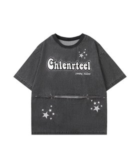 【アイモハ/aimoha】の【HOOK】ヴィンテージスターデザインTシャツ 人気、トレンドファッション・服の通販 founy(ファニー) ファッション Fashion レディースファッション Fashion for Women トップス・カットソー Cut & Sew Tops シャツ・ブラウス・オフィスカジュアル Elegant Blouses & Button-Ups ロングTシャツ・Tシャツ Longline T-Shirts & Tees インナー Innerwear ウォッシュ Washed Finish ショート Short, Short Length ジャケット Jacket, Outerwear デニム Denim, Jeans Material トレンド Trend, Trending Now フェミニン Feminine, Girly フロント Front, Front Design ヴィンテージ Vintage Style |ID:prp329100004642944