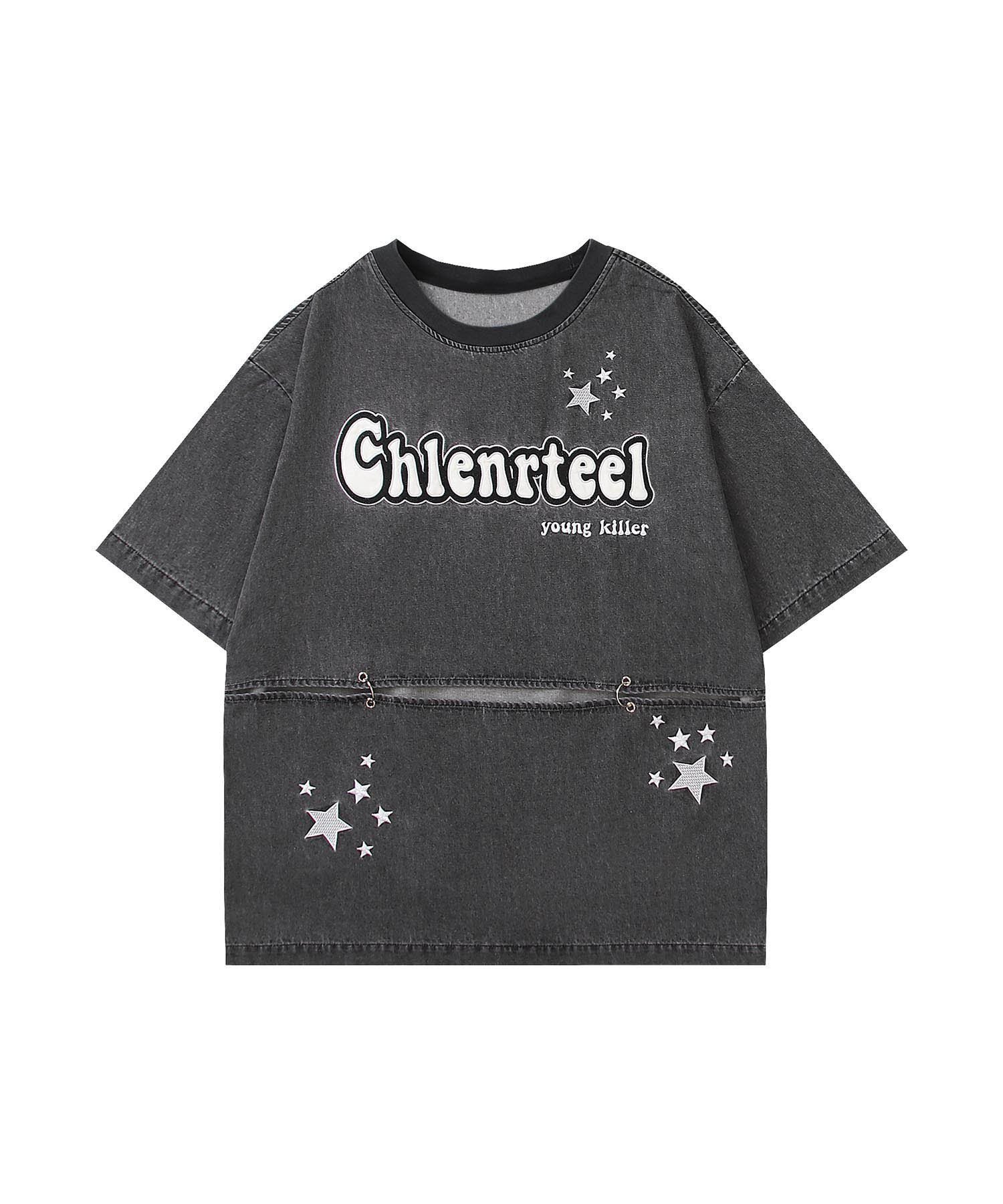 【アイモハ/aimoha】の【HOOK】ヴィンテージスターデザインTシャツ インテリア・キッズ・メンズ・レディースファッション・服の通販 founy(ファニー) 　ファッション　Fashion　レディースファッション　Fashion for Women　トップス・カットソー　Cut & Sew Tops　シャツ・ブラウス・オフィスカジュアル　Elegant Blouses & Button-Ups　ロングTシャツ・Tシャツ　Longline T-Shirts & Tees　インナー　Innerwear　ウォッシュ　Washed Finish　ショート　Short, Short Length　ジャケット　Jacket, Outerwear　デニム　Denim, Jeans Material　トレンド　Trend, Trending Now　フェミニン　Feminine, Girly　フロント　Front, Front Design　ヴィンテージ　Vintage Style　ブラック|ID: prp329100004642944 ipo3291000000033492291