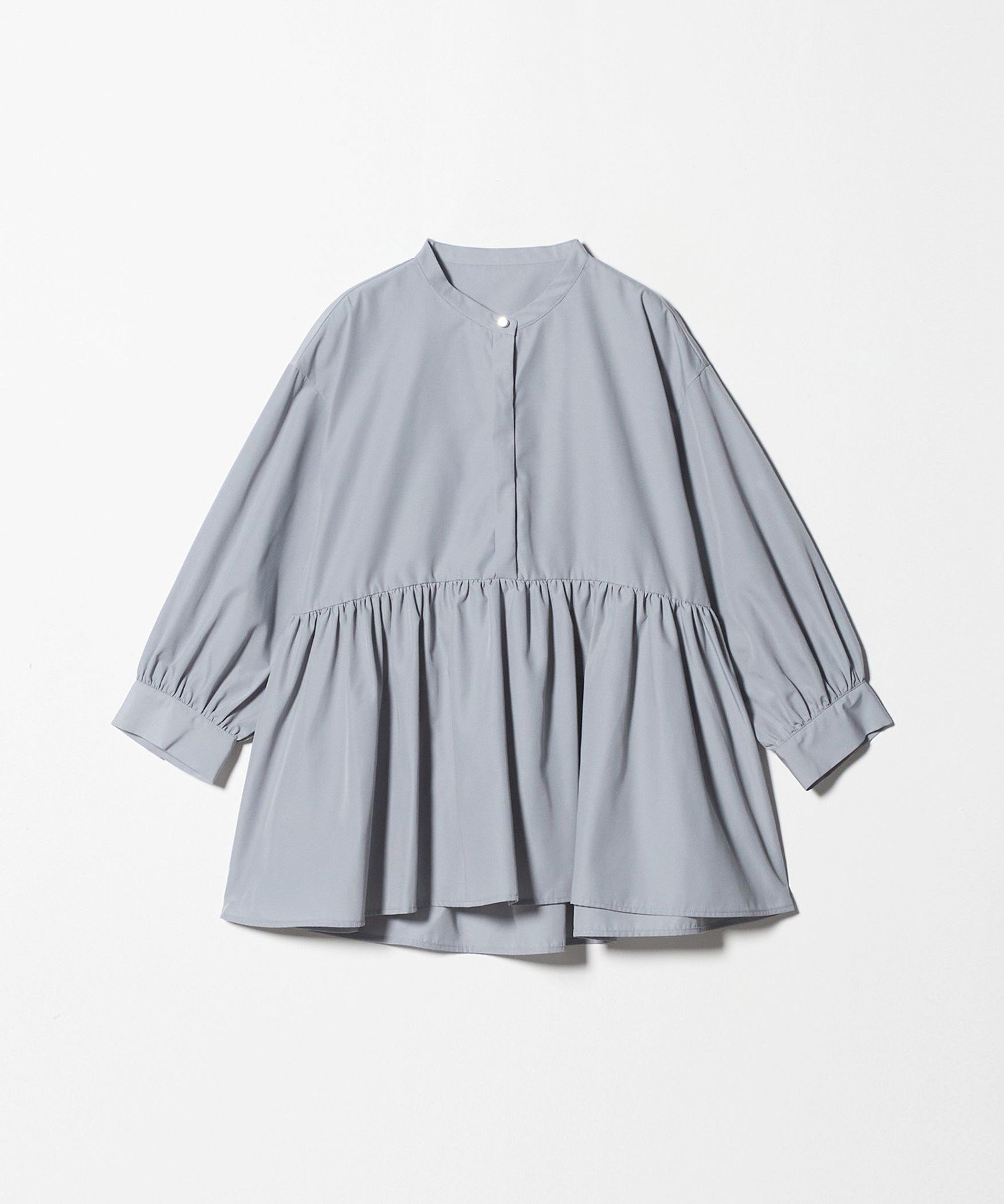 【ユナイテッドアローズ/UNITED ARROWS】のペプラムギャザー 7分袖ブラウス A DAY IN THE LIFE インテリア・キッズ・メンズ・レディースファッション・服の通販 founy(ファニー) 　ファッション　Fashion　レディースファッション　Fashion for Women　トップス・カットソー　Cut & Sew Tops　シャツ・ブラウス・オフィスカジュアル　Elegant Blouses & Button-Ups　おすすめ　Recommended / Our Picks　ギャザー　Gathered, Ruffled　シンプル　Simple, Minimal　フロント　Front, Front Design　ブロード　Broadcloth, Fine Cotton　ペプラム　Peplum, Flared Hem　メタル　Metal, Metal Parts　ロング　Long, Long-Length　エレガント 上品　Elegant　定番　Standard, Basic Item　LT.GRAY|ID: prp329100004642988 ipo3291000000033492755