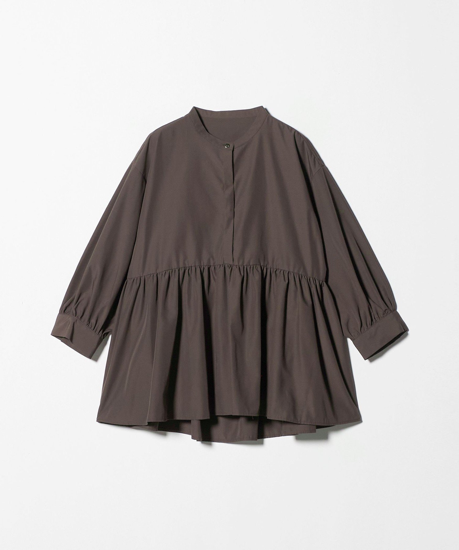 【ユナイテッドアローズ/UNITED ARROWS】のペプラムギャザー 7分袖ブラウス A DAY IN THE LIFE インテリア・キッズ・メンズ・レディースファッション・服の通販 founy(ファニー) 　ファッション　Fashion　レディースファッション　Fashion for Women　トップス・カットソー　Cut & Sew Tops　シャツ・ブラウス・オフィスカジュアル　Elegant Blouses & Button-Ups　おすすめ　Recommended / Our Picks　ギャザー　Gathered, Ruffled　シンプル　Simple, Minimal　フロント　Front, Front Design　ブロード　Broadcloth, Fine Cotton　ペプラム　Peplum, Flared Hem　メタル　Metal, Metal Parts　ロング　Long, Long-Length　エレガント 上品　Elegant　定番　Standard, Basic Item　DK.BROWN|ID: prp329100004642988 ipo3291000000033492757
