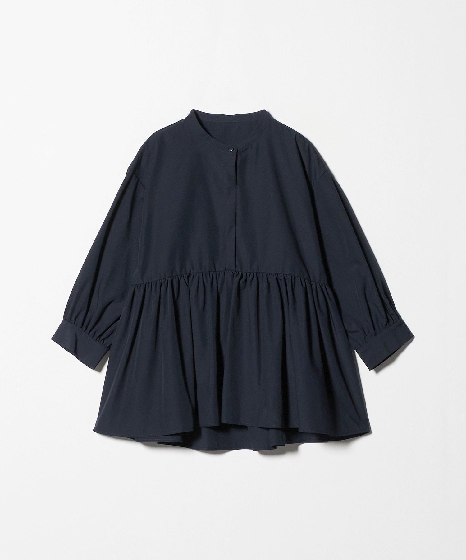 【ユナイテッドアローズ/UNITED ARROWS】のペプラムギャザー 7分袖ブラウス A DAY IN THE LIFE インテリア・キッズ・メンズ・レディースファッション・服の通販 founy(ファニー) 　ファッション　Fashion　レディースファッション　Fashion for Women　トップス・カットソー　Cut & Sew Tops　シャツ・ブラウス・オフィスカジュアル　Elegant Blouses & Button-Ups　おすすめ　Recommended / Our Picks　ギャザー　Gathered, Ruffled　シンプル　Simple, Minimal　フロント　Front, Front Design　ブロード　Broadcloth, Fine Cotton　ペプラム　Peplum, Flared Hem　メタル　Metal, Metal Parts　ロング　Long, Long-Length　エレガント 上品　Elegant　定番　Standard, Basic Item　NAVY|ID: prp329100004642988 ipo3291000000033492763