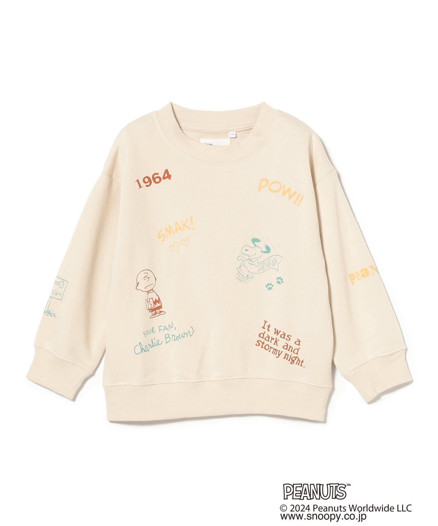 【ビームス/BEAMS / KIDS】のPeanuts 総柄 プリント スウェット(80~150cm) インテリア・キッズ・メンズ・レディースファッション・服の通販 founy(ファニー) 　ファッション　Fashion　キッズファッション　Fashion for Kids　おすすめ　Recommended / Our Picks　インナー　Innerwear　サロペット　Overalls, Salopette　スウェット / スエット　Sweatshirt, Sweatwear　プリント　Print, Printed Pattern　ヴィンテージ　Vintage Style　羽織　Haori, Light Jacket　IVORY/1964|ID: prp329100004643163 ipo3291000000033494079