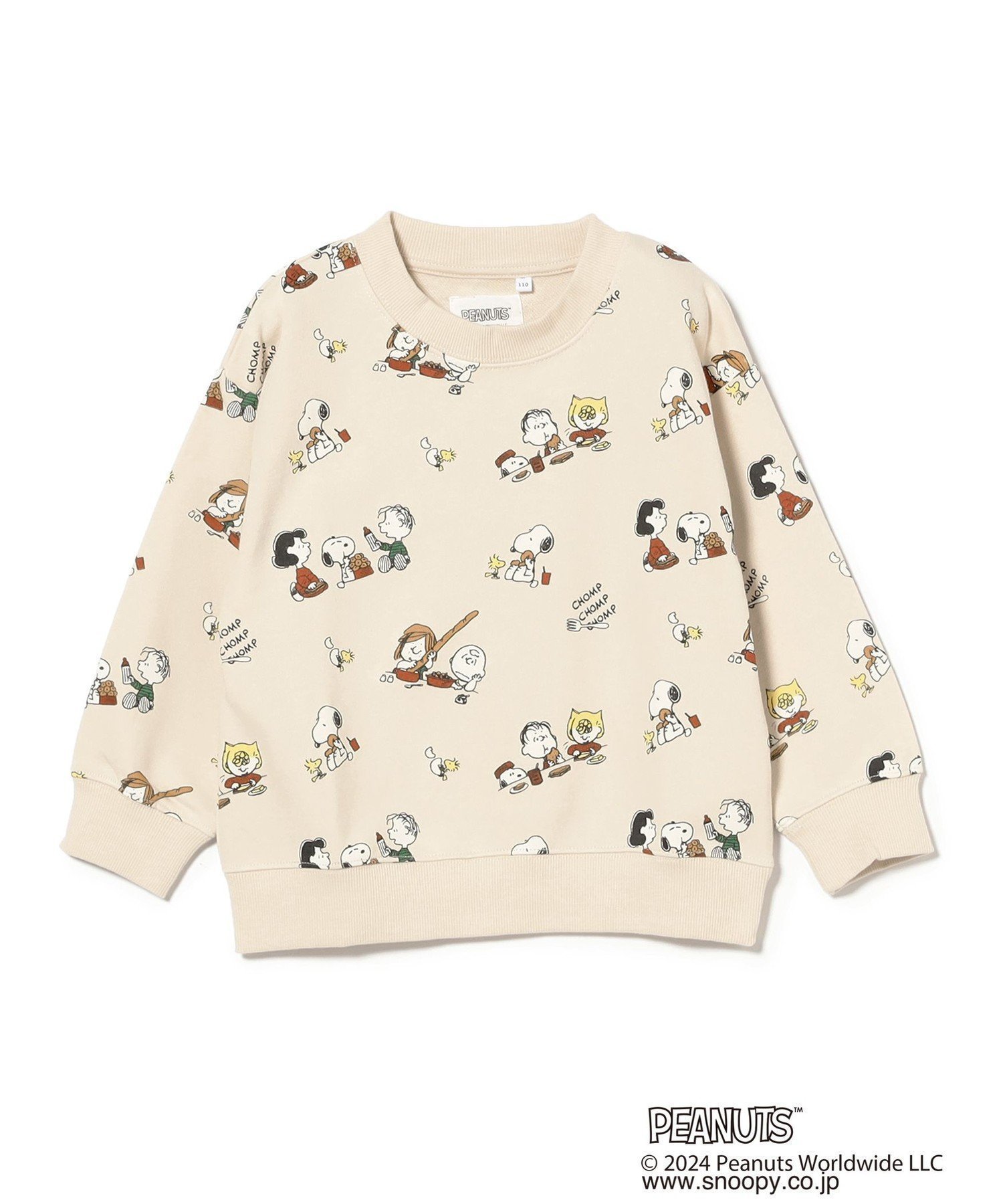 【ビームス/BEAMS / KIDS】のPeanuts 総柄 プリント スウェット(80~150cm) インテリア・キッズ・メンズ・レディースファッション・服の通販 founy(ファニー) 　ファッション　Fashion　キッズファッション　Fashion for Kids　おすすめ　Recommended / Our Picks　インナー　Innerwear　サロペット　Overalls, Salopette　スウェット / スエット　Sweatshirt, Sweatwear　プリント　Print, Printed Pattern　ヴィンテージ　Vintage Style　羽織　Haori, Light Jacket　IVORY/FRIENDS|ID: prp329100004643163 ipo3291000000033494080