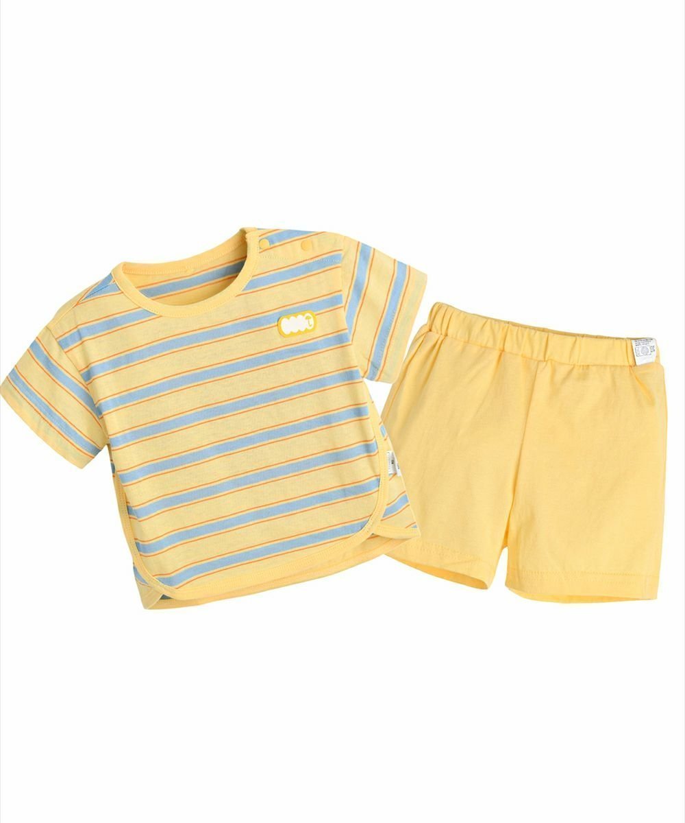 【モイモルン/moimoln / KIDS】の【セットアップ】ルーズ半袖トップス パンツ インテリア・キッズ・メンズ・レディースファッション・服の通販 founy(ファニー) 　ファッション　Fashion　キッズファッション　Fashion for Kids　トップス・カットソー　Cut & Sew Tops　ボトムス　Bottoms　セットアップ　Matching Sets　キッズトップス　Tops　おすすめ　Recommended / Our Picks　ギフト プレゼント　Gift / Present　シンプル　Simple, Minimal　セットアップ　Set-Up, Coordinated Outfit　ベビー　Baby, Babywear　ボーダー　Border, Stripe　ルーズ　Loose, Oversized　半袖　Short Sleeve, Half Sleeve　イエロー|ID: prp329100004643166 ipo3291000000033494093