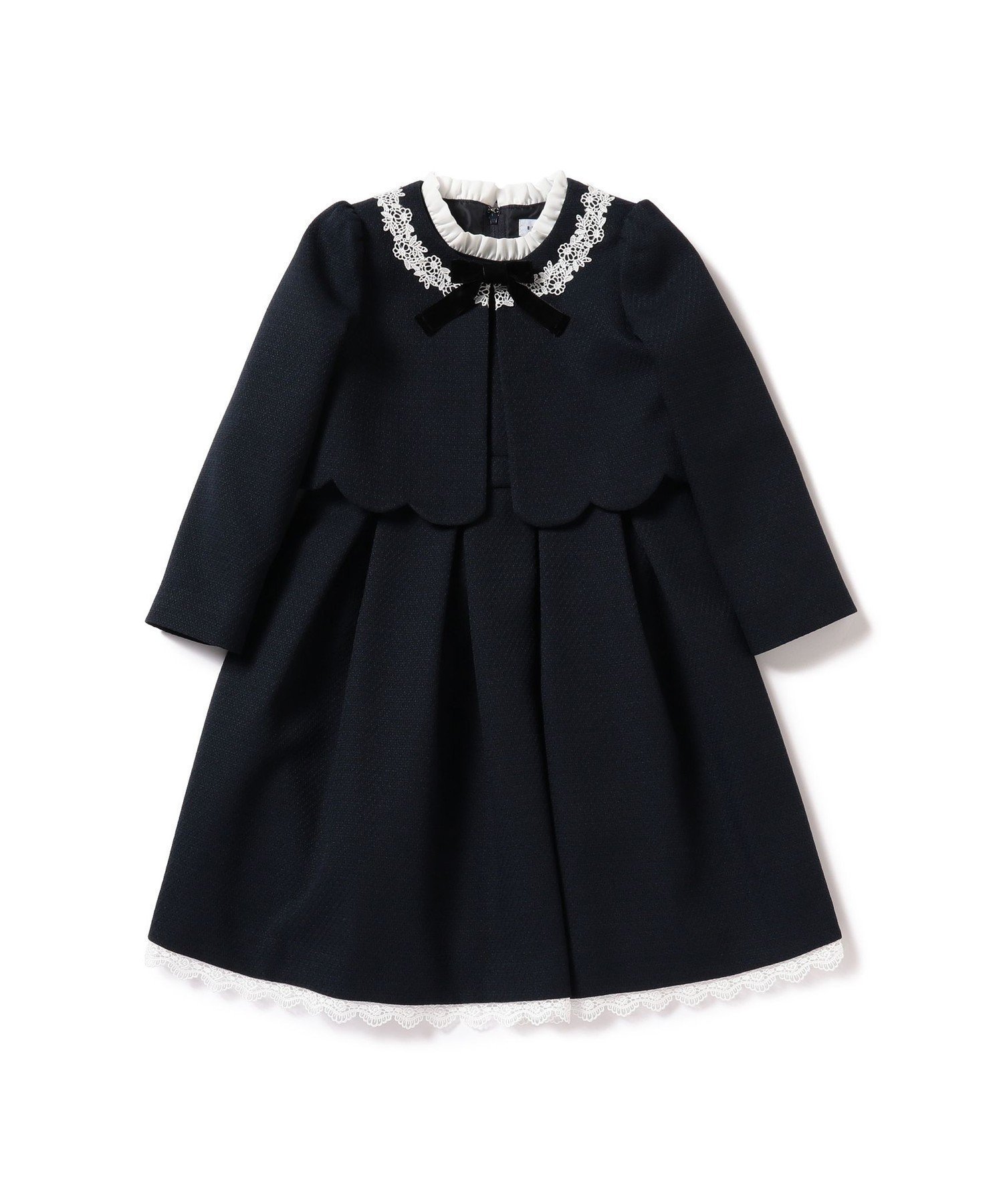【ビームス/BEAMS / KIDS】のセレモニー ワンピース ボレロ セット(100~130cm) セレモニースーツ セレモニー 卒入園 入学式 卒業式 ハレの日 七五三 お受験 お呼ばれ インテリア・キッズ・メンズ・レディースファッション・服の通販 founy(ファニー) 　ファッション　Fashion　キッズファッション　Fashion for Kids　ワンピース　Dresses　ギャザー　Gathered, Ruffled　スカラップ　Scallop, Scalloped Edge　スタンド　Stand Collar, Upright Stand　スーツ　Suit, Formalwear　セレモニー　Ceremony　チェック　Check, Plaid, Tartan　ボレロ　Bolero, Short Cardigan　リボン　Ribbon, Bow　レース　Lace, Lace Fabric　入学式　Entrance Ceremony　卒業式　Graduation Ceremony　結婚式　Wedding　NAVY×NAVY|ID: prp329100004643188 ipo3291000000034034320