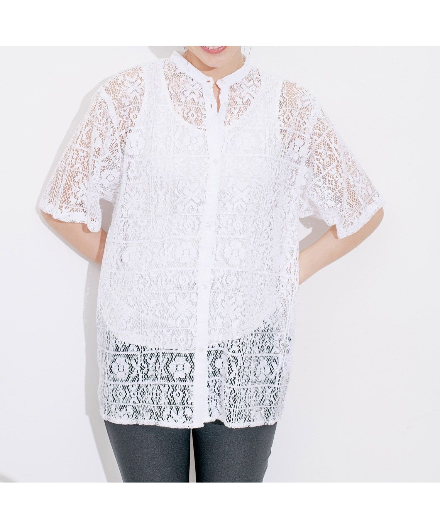 【ジャイロ/JAYRO】のカットレースシャツ インテリア・キッズ・メンズ・レディースファッション・服の通販 founy(ファニー) 　ファッション　Fashion　レディースファッション　Fashion for Women　トップス・カットソー　Cut & Sew Tops　シャツ・ブラウス・オフィスカジュアル　Elegant Blouses & Button-Ups　インナー　Innerwear　シンプル　Simple, Minimal　スラックス　Slacks, Dress Pants　ビッグ　Big, Oversized　ポケット　Pocket, Pocket Detail　レース　Lace, Lace Fabric　エレガント 上品　Elegant　夏　Summer　春　Spring　S/S・春夏　SS, Spring/Summer, Warm Season　ホワイト系(11)|ID: prp329100004643208 ipo3291000000033494502