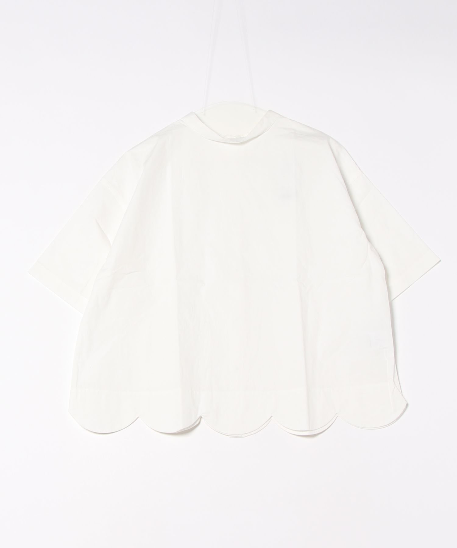 【プードゥドゥ/POU DOU DOU】の2way裾スカラップブラウス 人気、トレンドファッション・服の通販 founy(ファニー) 　ファッション　Fashion　レディースファッション　Fashion for Women　トップス・カットソー　Cut & Sew Tops　シャツ・ブラウス・オフィスカジュアル　Elegant Blouses & Button-Ups　ギンガム　Gingham, Gingham Fabric　スカラップ　Scallop, Scalloped Edge　ストライプ　Stripe, Striped Pattern　スマート　Smart, Elegant　ドット　Polka Dot, Dot Pattern　定番　Standard, Basic Item　人気　Popular, Best Seller　羽織　Haori, Light Jacket　無地　Plain, Solid Color　リラックス　Relax, Relaxed Fit　 other-1|ID: prp329100004643213 ipo3291000000033494553