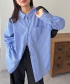 【ディスコート/Discoat】の【WEB限定】カフスホワイトデザインストライプオーバーシャツ ブルー|ID: prp329100004643272 ipo3291000000033495216