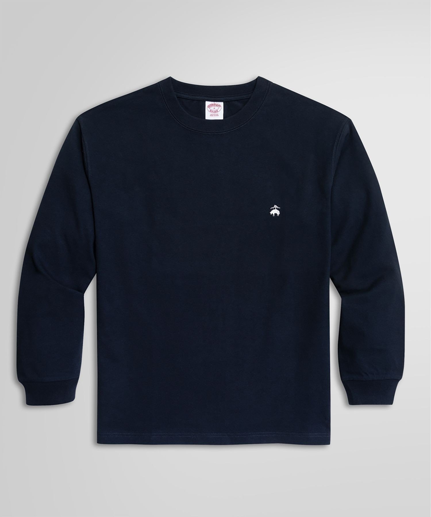 【ブルックス ブラザーズ/Brooks Brothers / MEN】のUSAコットンジャージー ヘビーウェイト GFロゴ ロングスリーブ Tシャツ インテリア・キッズ・メンズ・レディースファッション・服の通販 founy(ファニー) 　ファッション　Fashion　メンズファッション　Fashion for Men　インナー　Innerwear　シンプル　Simple, Minimal　ジャケット　Jacket, Outerwear　スリーブ　Sleeve, Long Sleeve / Short Sleeve　ロング　Long, Long-Length　長袖　Long Sleeve, Full Sleeve　ネイビー|ID: prp329100004643352 ipo3291000000033495776